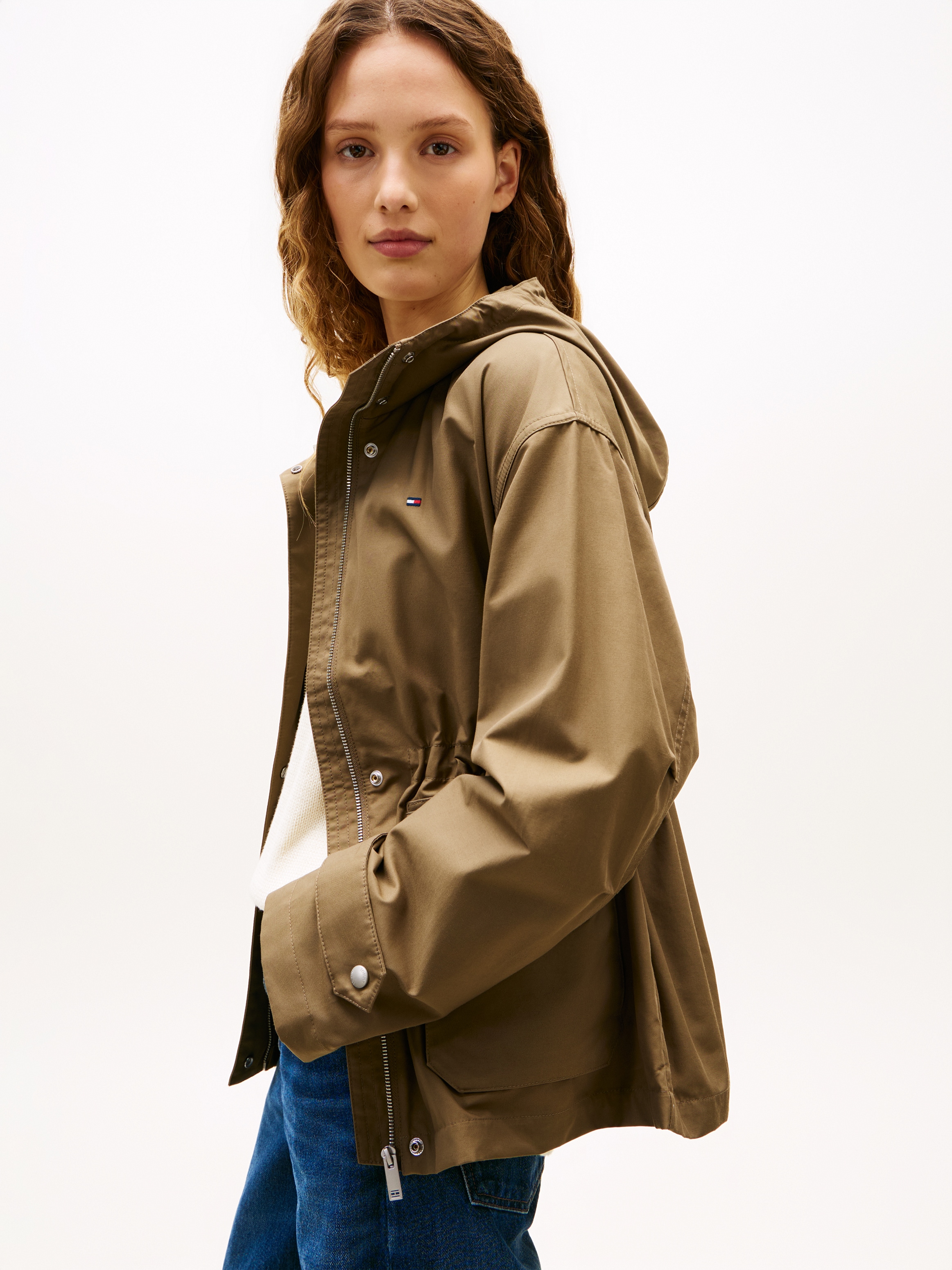 Tommy Hilfiger Veste d'extérieur »COTTON NYLON UTILITY SHORT PARKA« mit Kapuze mit verdecktem Reissverschluss