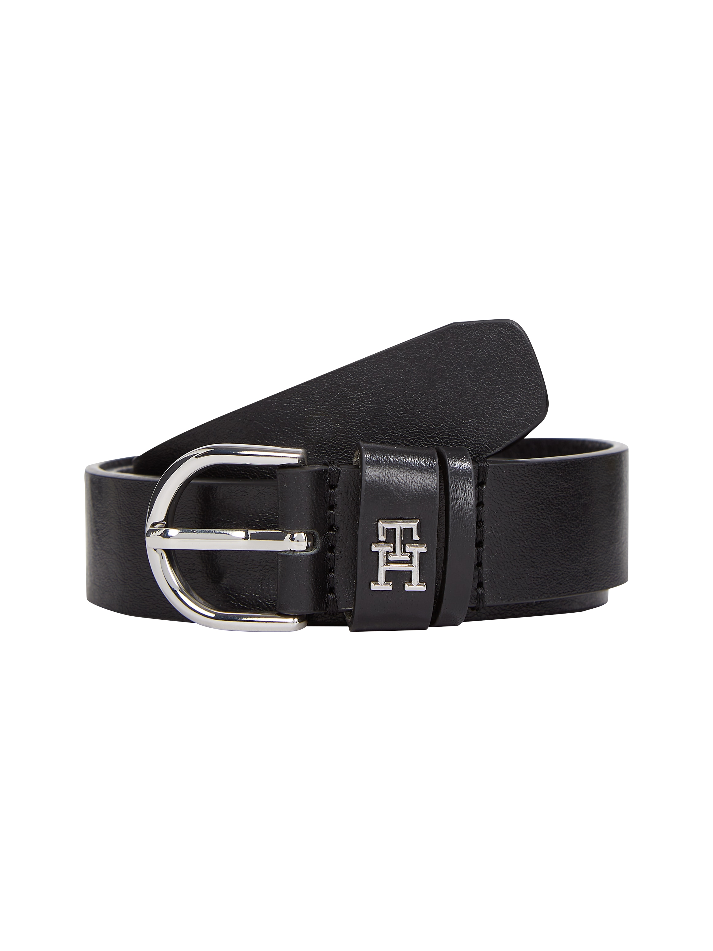 Image of Tommy Hilfiger Ledergürtel "ESSENTIAL EFFORTLESS 2.5 cm breit SILVER" Einfachdornschliesse, Metallemblem