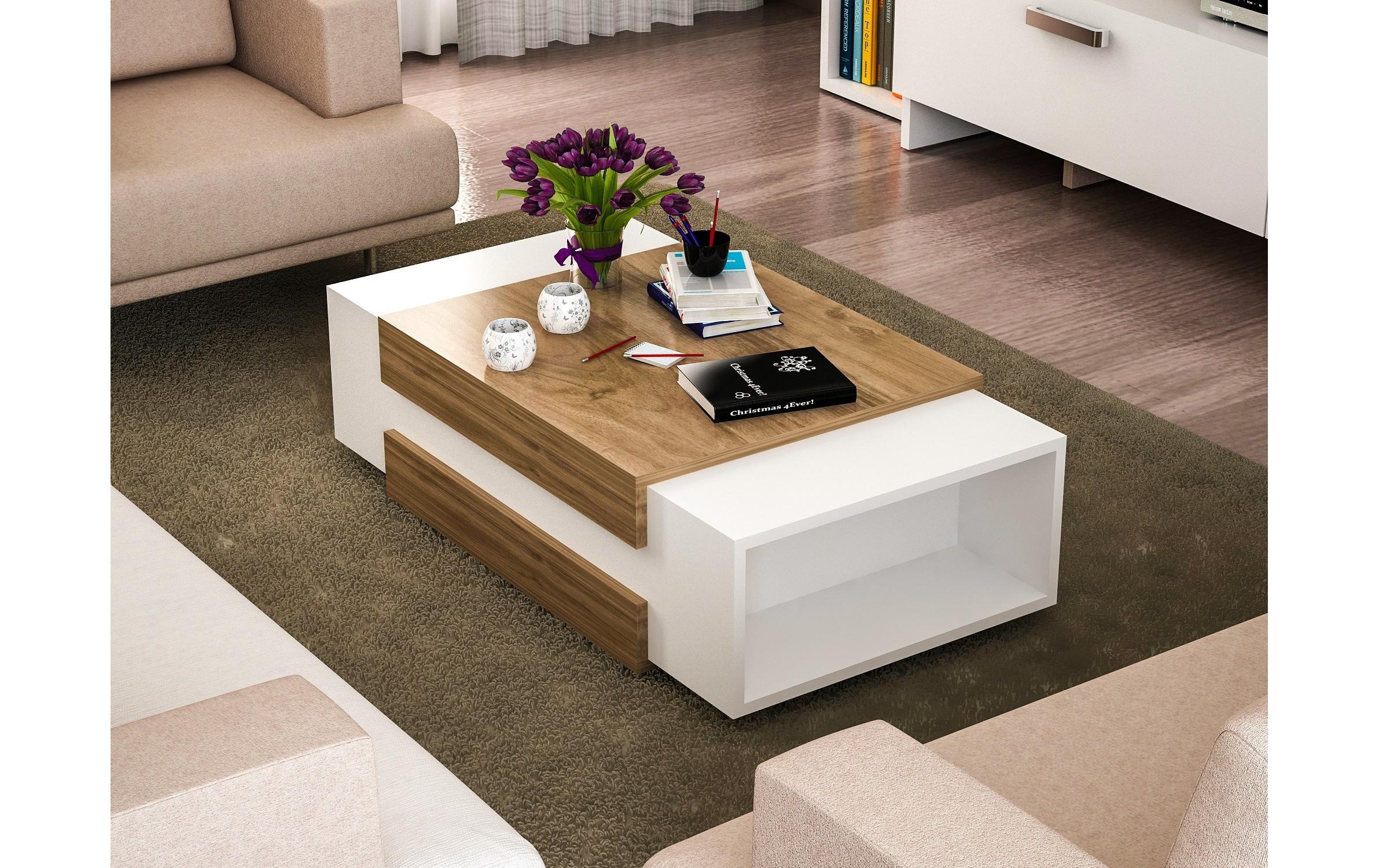 WOODY FASHION Beistelltisch »Nora 110 x 31 x 57 cm Nature/Weiss«