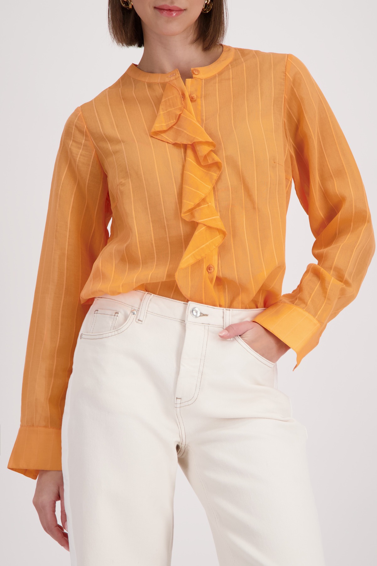 Image of Monari Langarmbluse "Streifen + Volants" Regular fit mit Volants