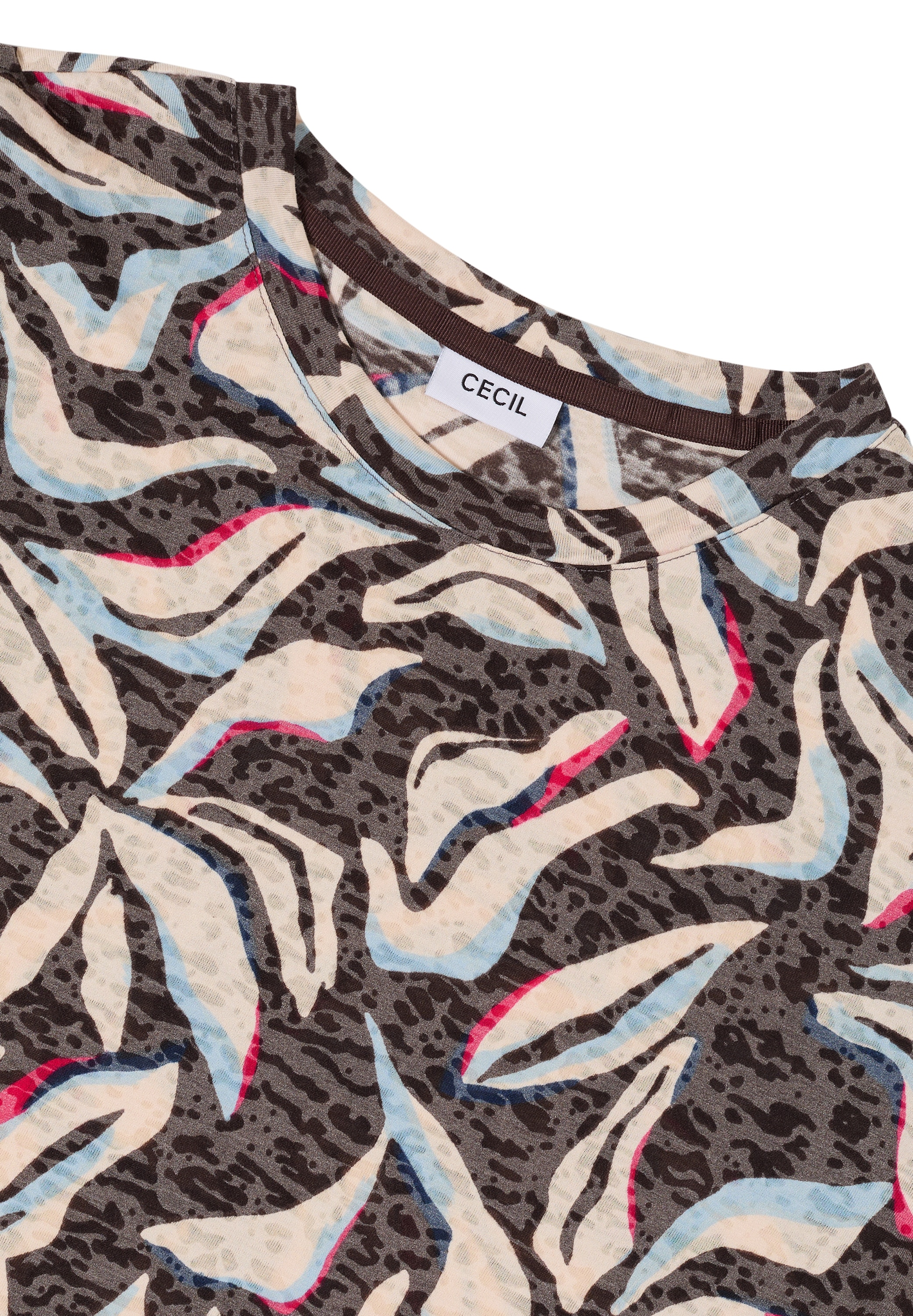 Cecil Shirt à col rond Ausbrenner Shirt mit floralem Muster