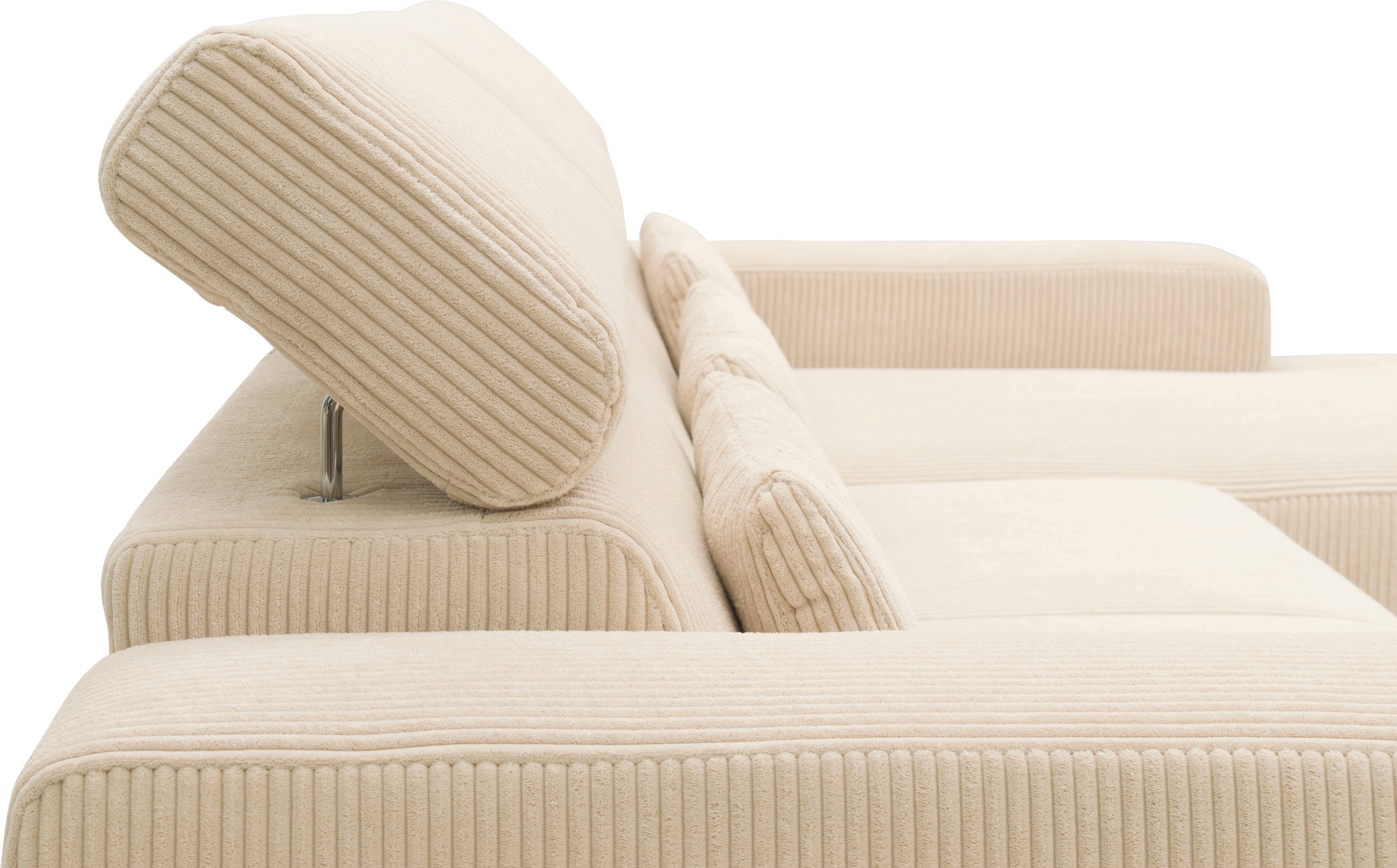 DOMO collection Ecksofa »Brandon grosse Ausführung B/T/H: 289/177/80 cm, auch in Leder und Cord«, mit Kopfteilverstellung, wahlweise Sitztiefenverstellung, L-Form