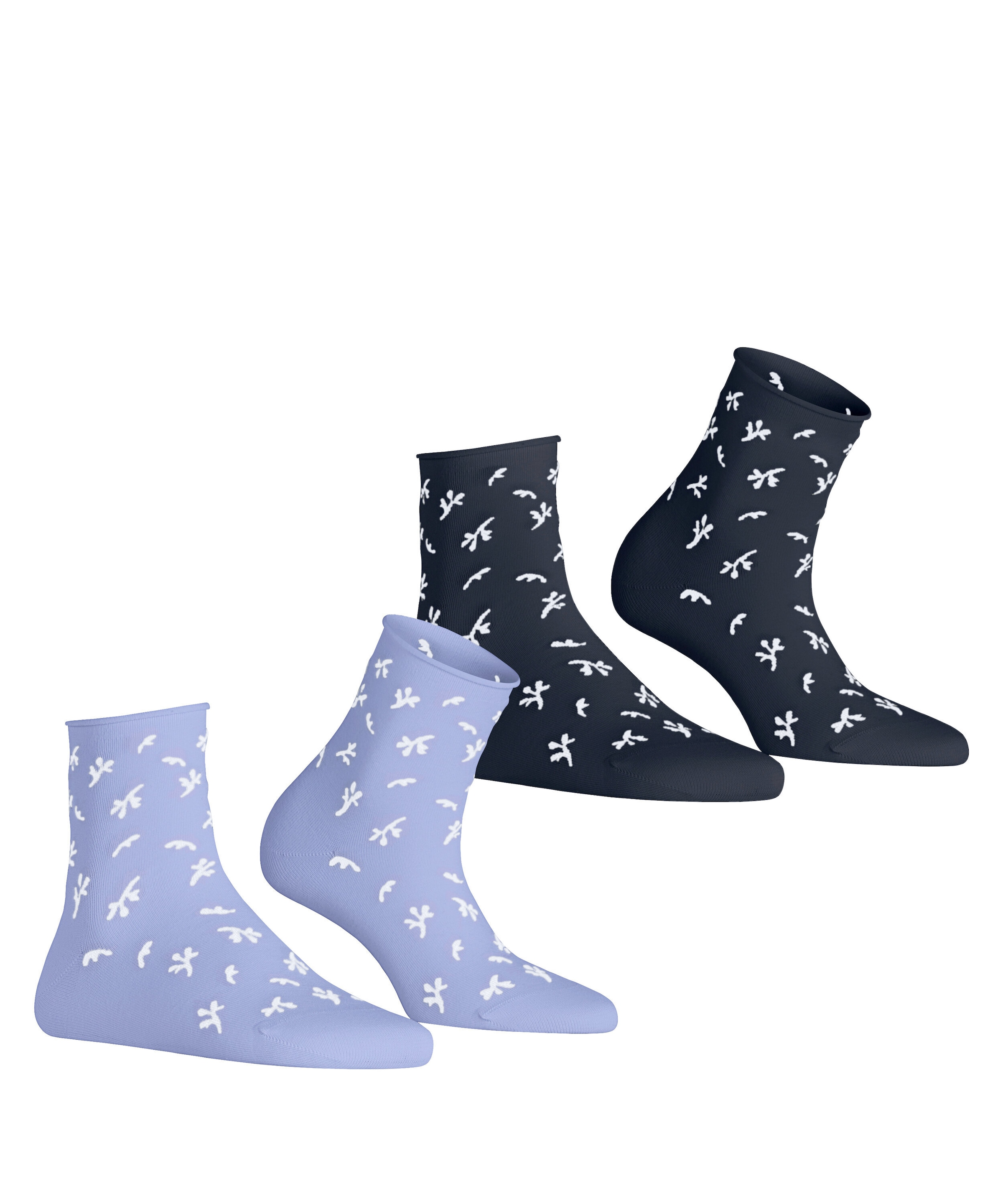 Esprit Chaussettes courtes »Twig« 2 paires,  Avec petit bord roulé, motif floral