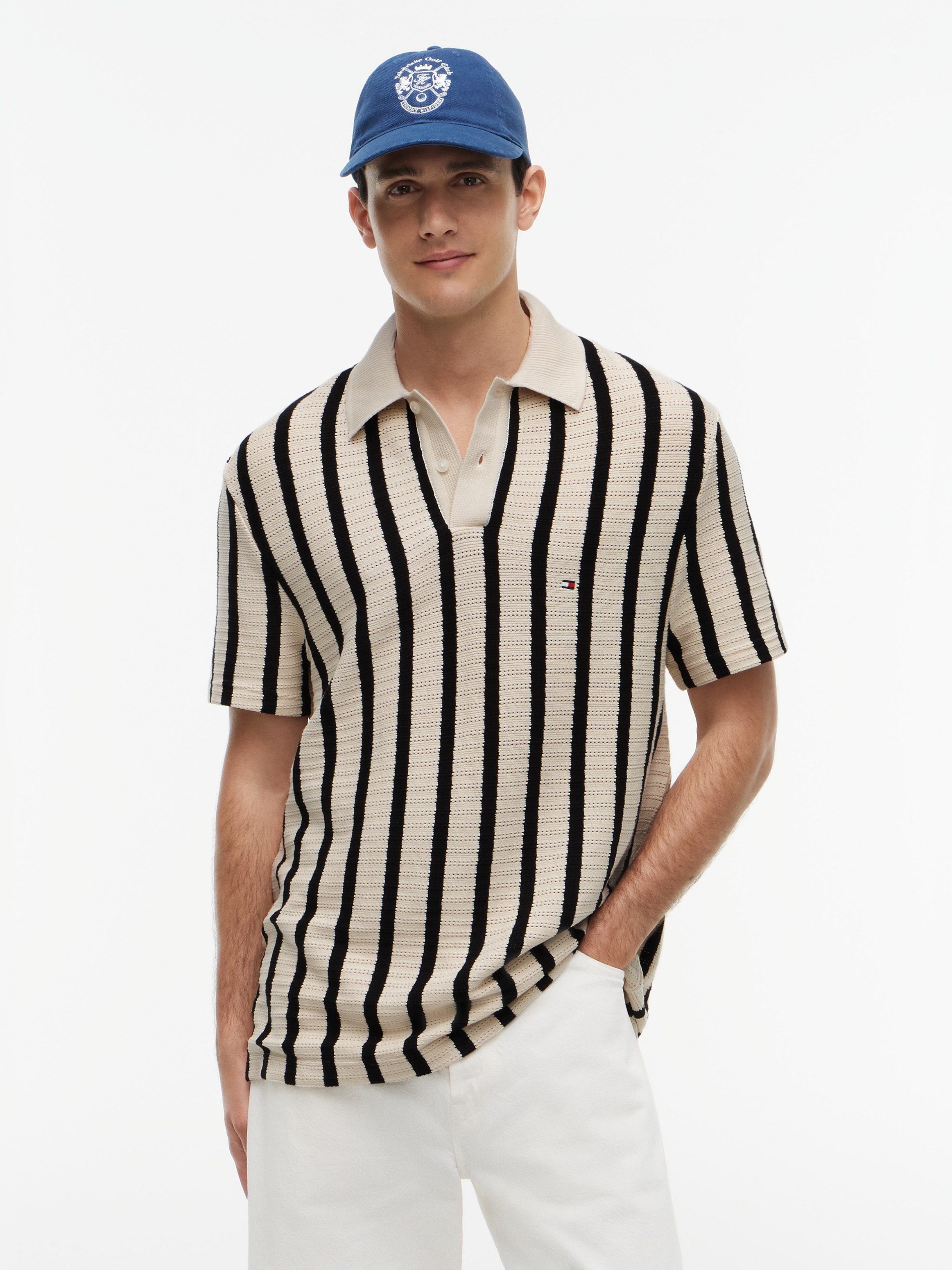 Image of Tommy Hilfiger Poloshirt "OPEN KNIT RELAXED FIT POLO" aus Lochstrick, relaxed