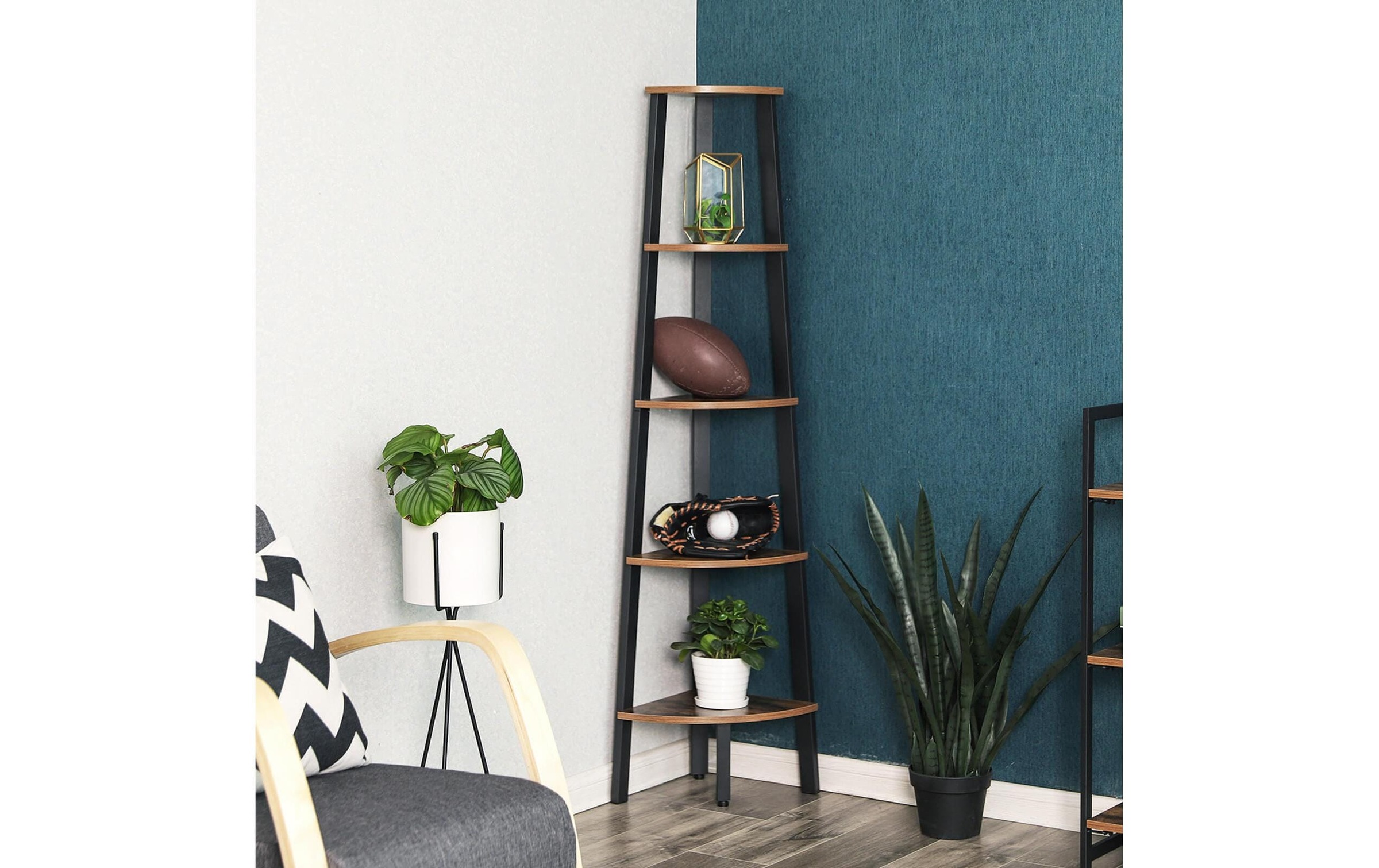 VASAGLE Eckregal »5-stufiges industrielles Leiter-Bücherregal«