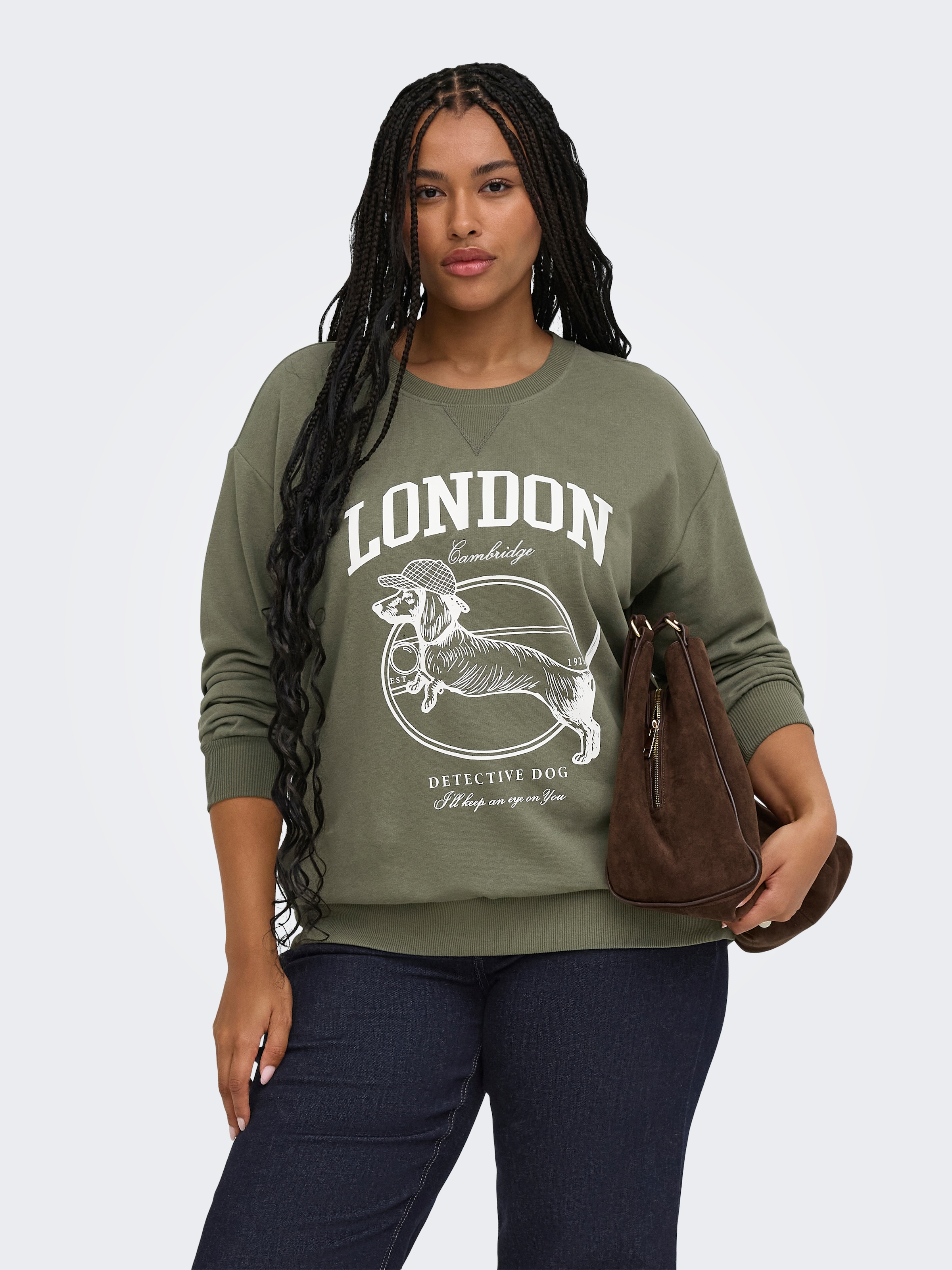 Image of ONLY CARMAKOMA Sweatshirt "CARAMELIA LS O-NECK SWEAT JRS", Baumwollmischung, regular fit