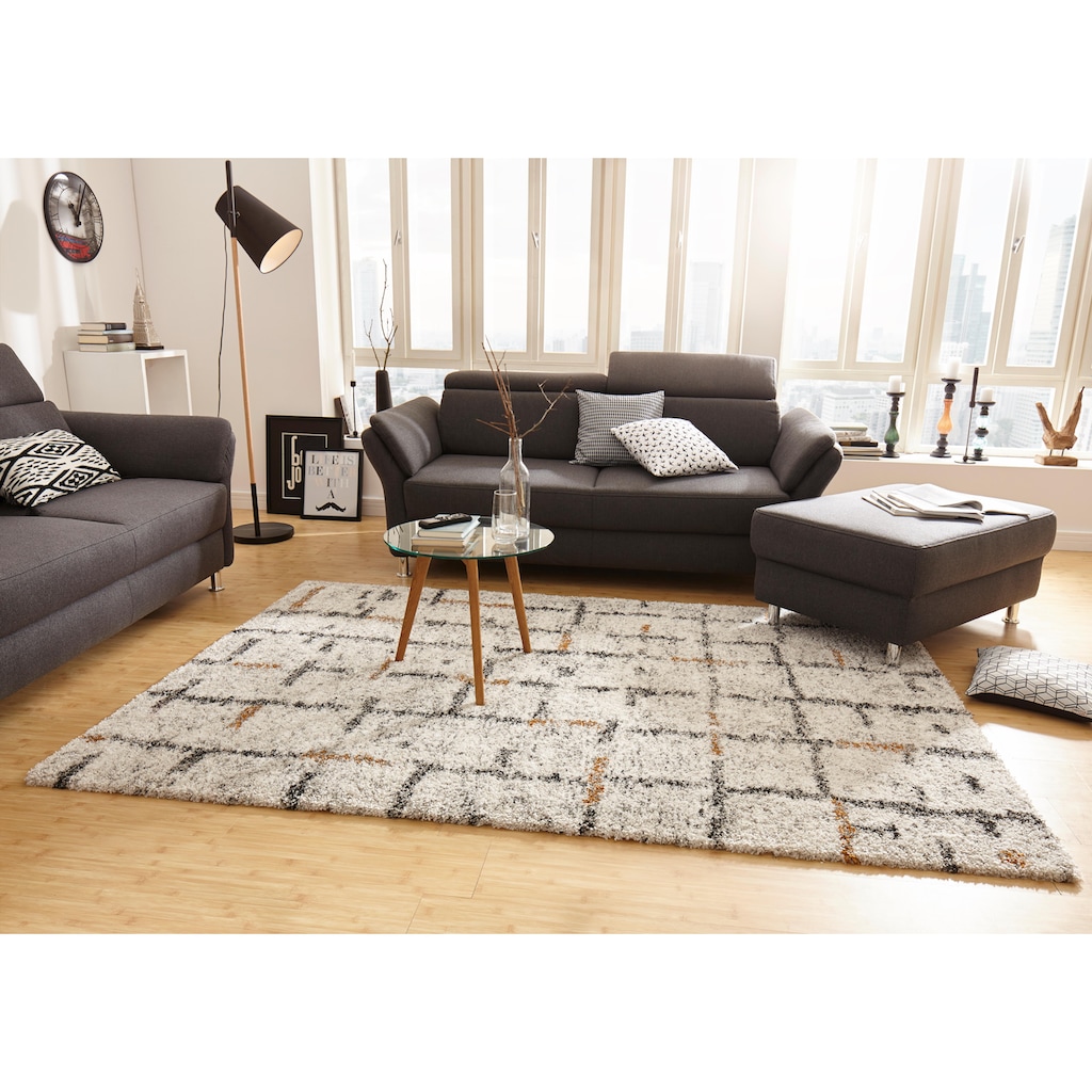 HANSE Home Hochflor-Teppich »Grid«, rechteckig