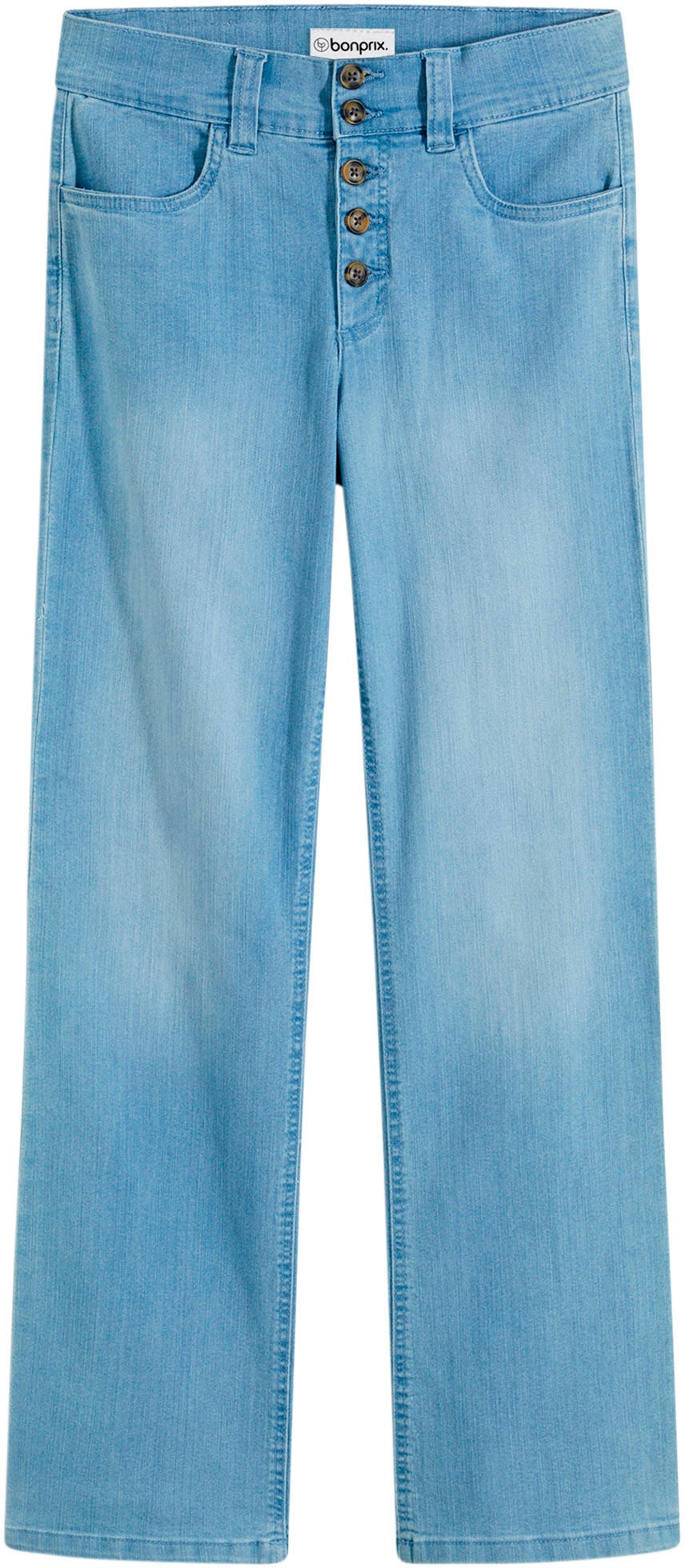 bonprix Jeans droit »Straight-Jeans High Waist, Stretch« Regular Fit, mit Elasthan-Anteil, mit 5-Knopf-Form