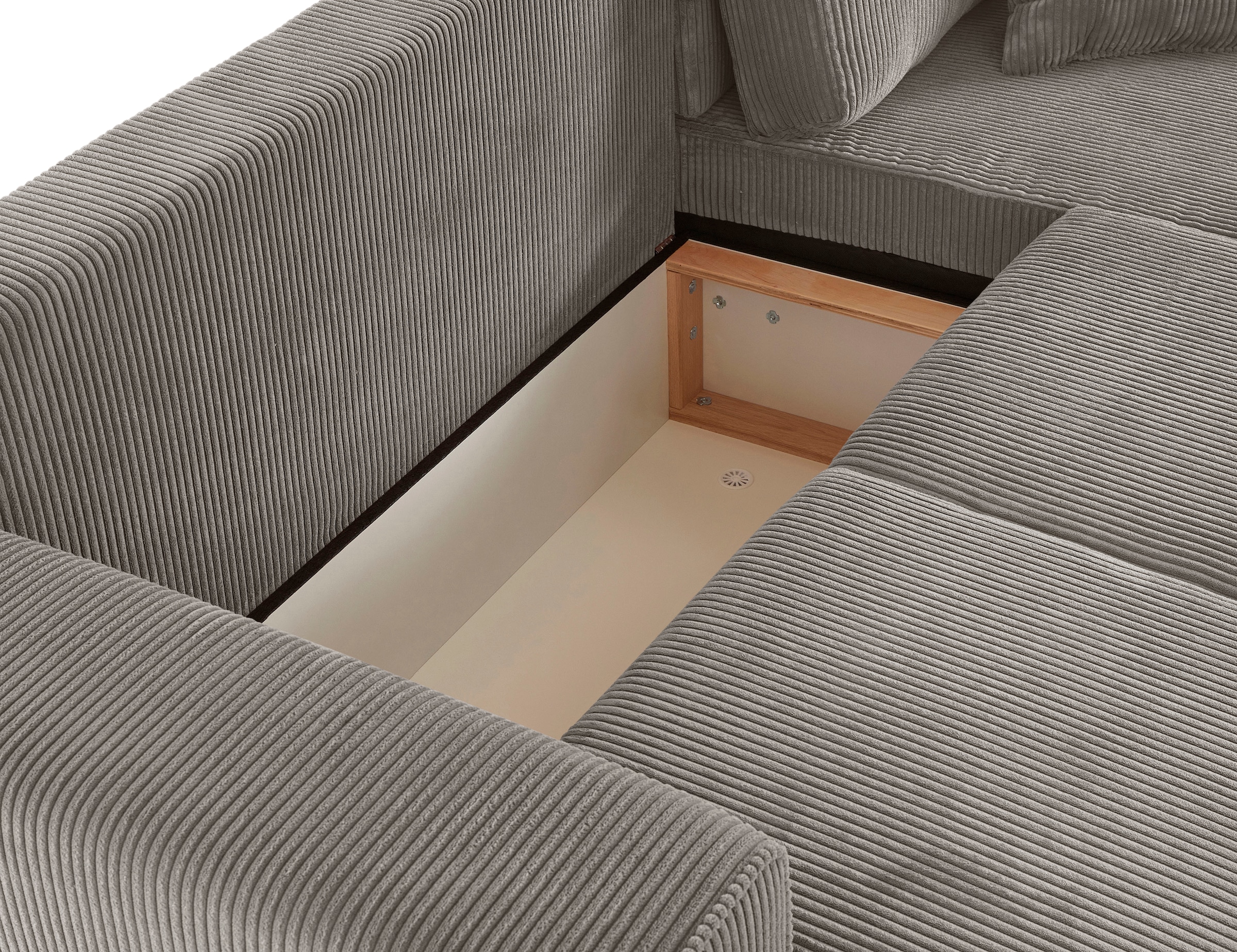 Home affaire Ecksofa »Györ«, L-Form, wahlweise mit Bettfunktion und Bettkasten incl. 2 Zierkissen
