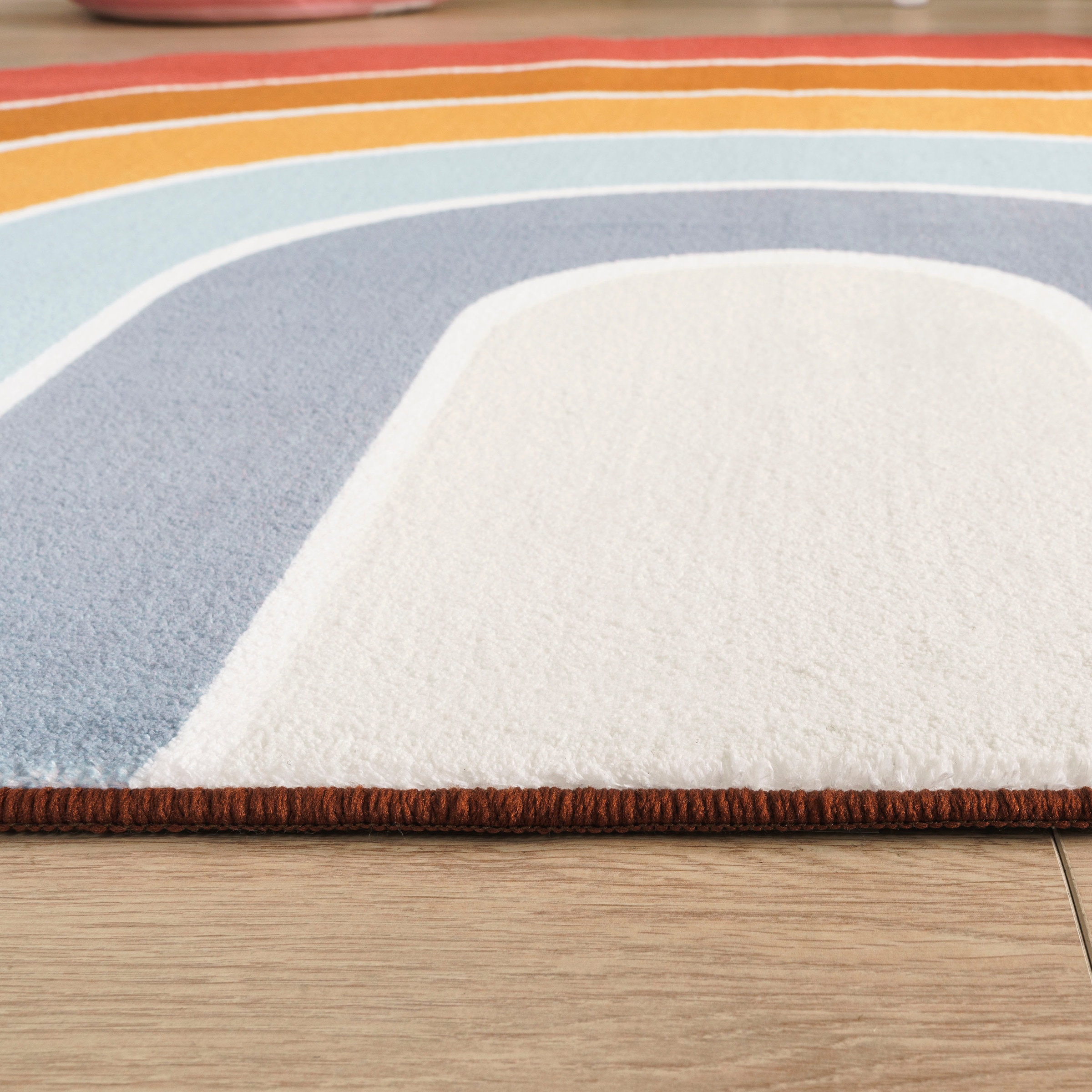 Paco Home Tapis pour enfants »Niloya 366« Demi-rond 12 mm Höhe Spielteppich, Kurzflor, Motiv Regenbogen, waschbar