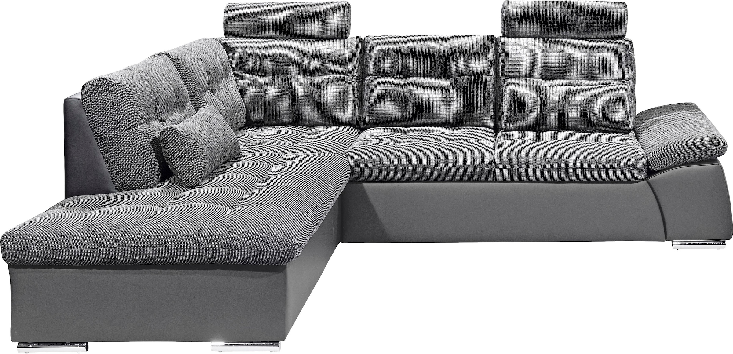 ED EXCITING DESIGN Ecksofa »Jakarta L-Form« mit Bettfunktion, Armteilverstellung, Kopfstützen & 2 Nierenkissen