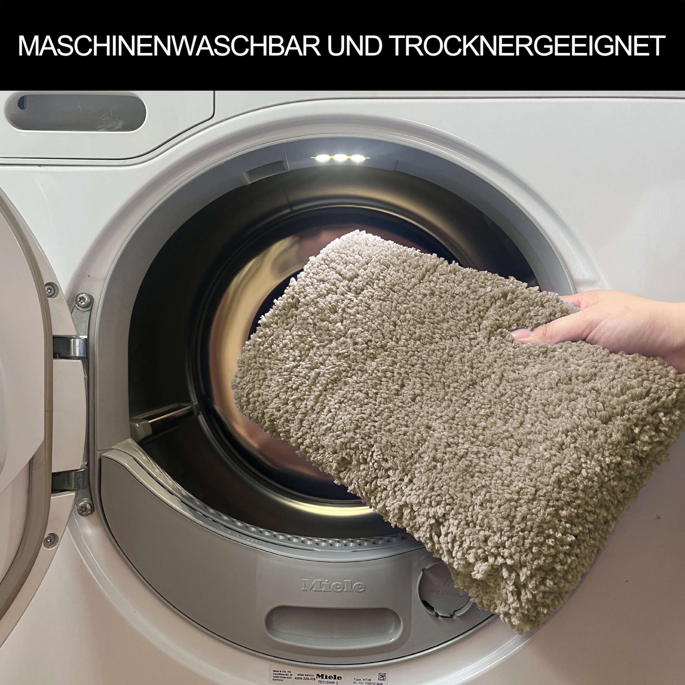 GOODproduct Tapis de bain »Inga, Badezimmer Teppich, Badvorleger« Höhe 20 mm revêtement antidérapant Résistant | Séchage rapide | compatible chauffage au sol Tapis de bain uni, doux, disponible en demi-cercle et rectangulaire