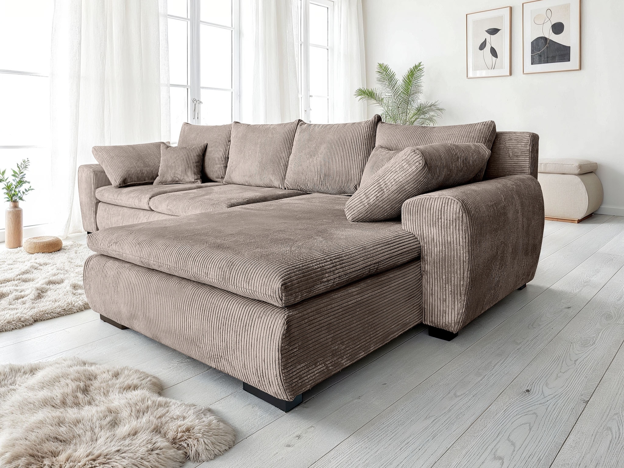 Home affaire Ecksofa »Cara Mia L-Form, B: 325 cm, XXL-Sofa mit 4 Zierkissen« optional Schlaffunktion & Bettkasten, Liegefl. 145x270 cm