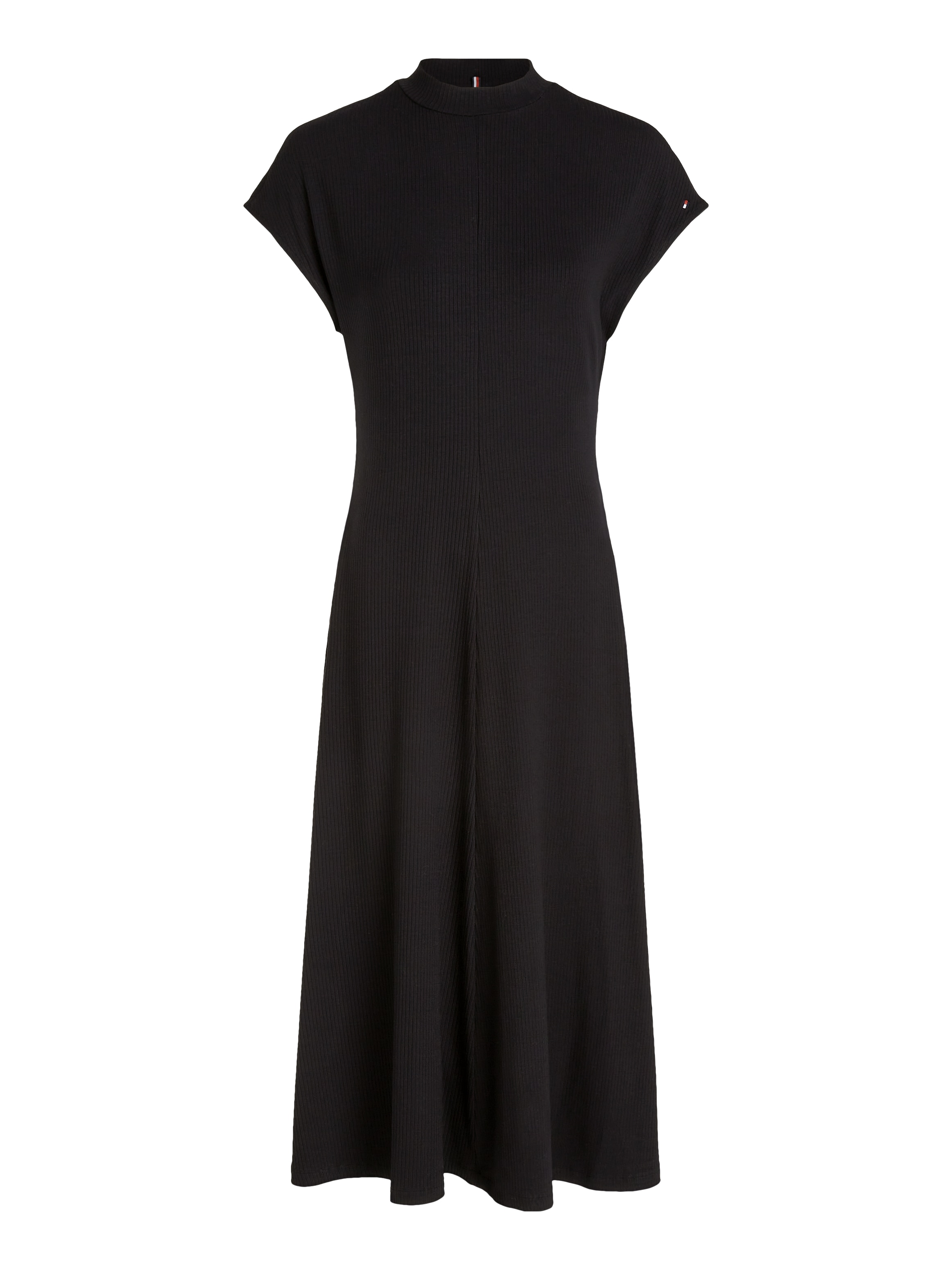 Tommy Hilfiger Curve Midikleid »CRV 5x2 RIB MK-NK MIDI DRESS NS«, in Grossen Grössen, Rippware, mit Logostickerei am Ärmel