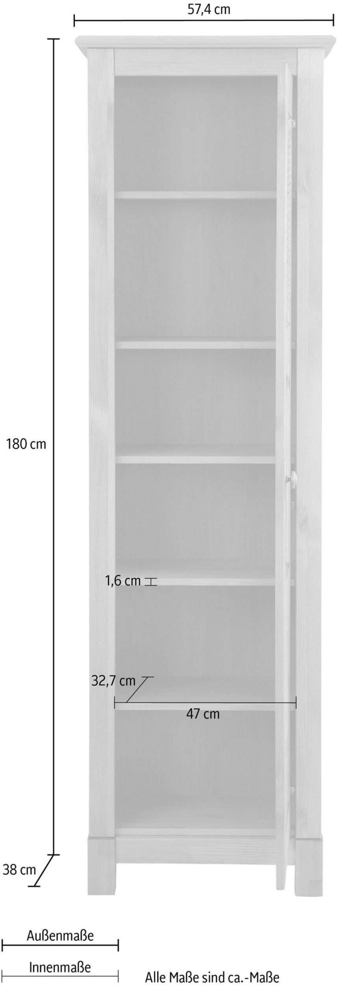 GOODproduct Vitrine »Rauna Vitrinenschrank, Stauraumchrank« Höhe 180 cm, aus massiver Kiefer, FSC®-zertifiziert