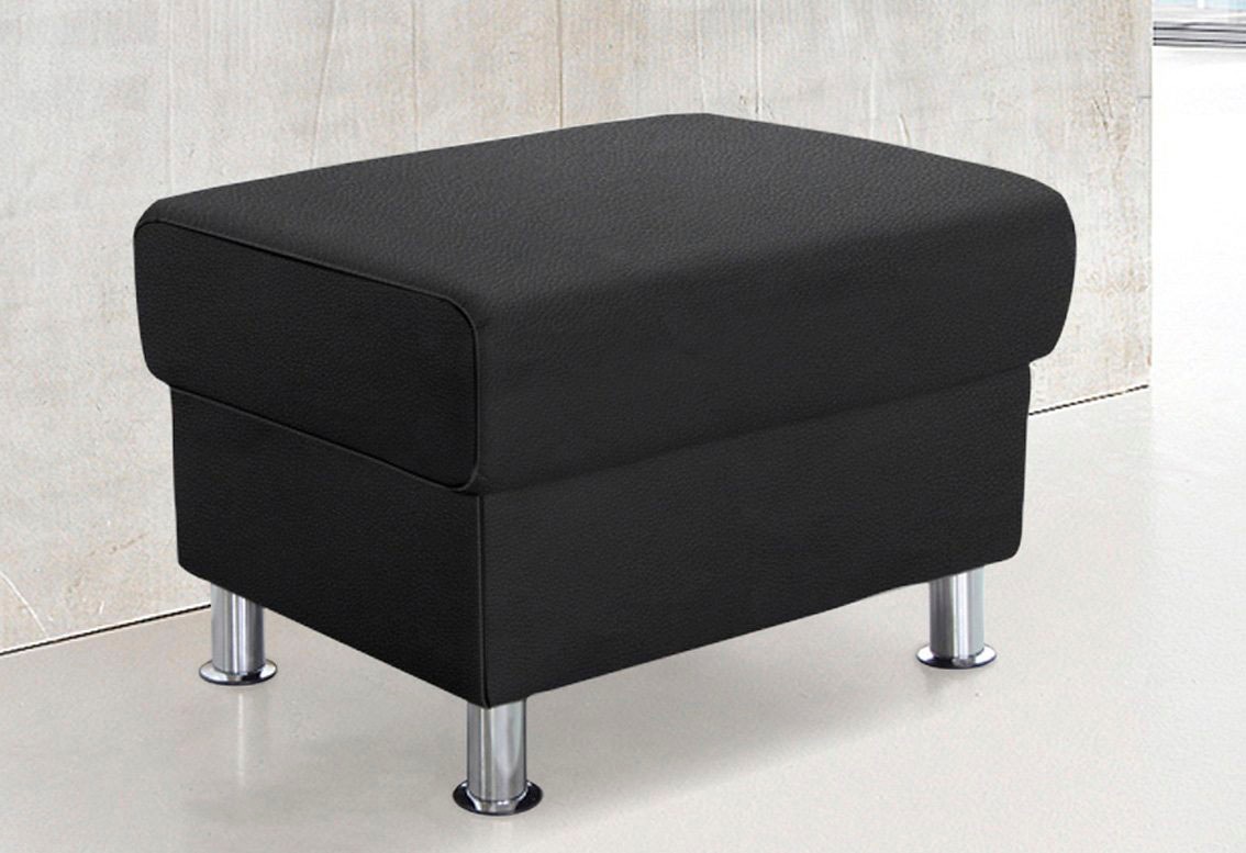 Image of TRENDMANUFAKTUR Hocker "Rondo 67 cm, Fusshocker, komfortabel, Federkern optional, Chromfüsse" Fusshocker wahlweise mit Federkern, in verschiedenen Bezügen bestellbar