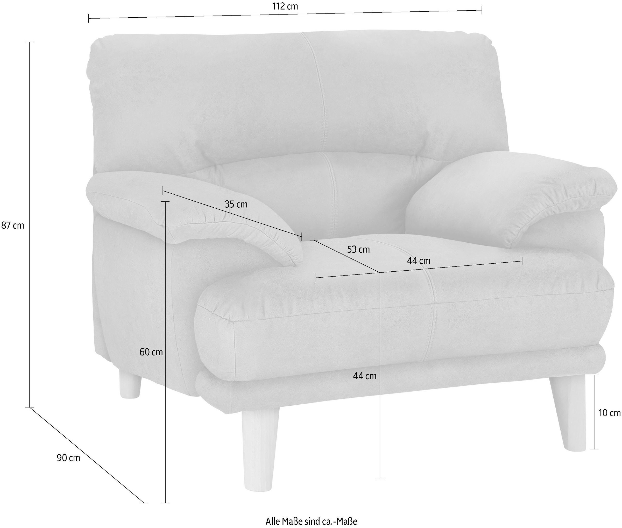 TRENDMANUFAKTUR Sessel »Cecilia, Loungesessel, italienisches Design, bequeme Armlehnen« aufwendige Rückenverarbeitung für hohen Sitzkomfort, Holzfuss