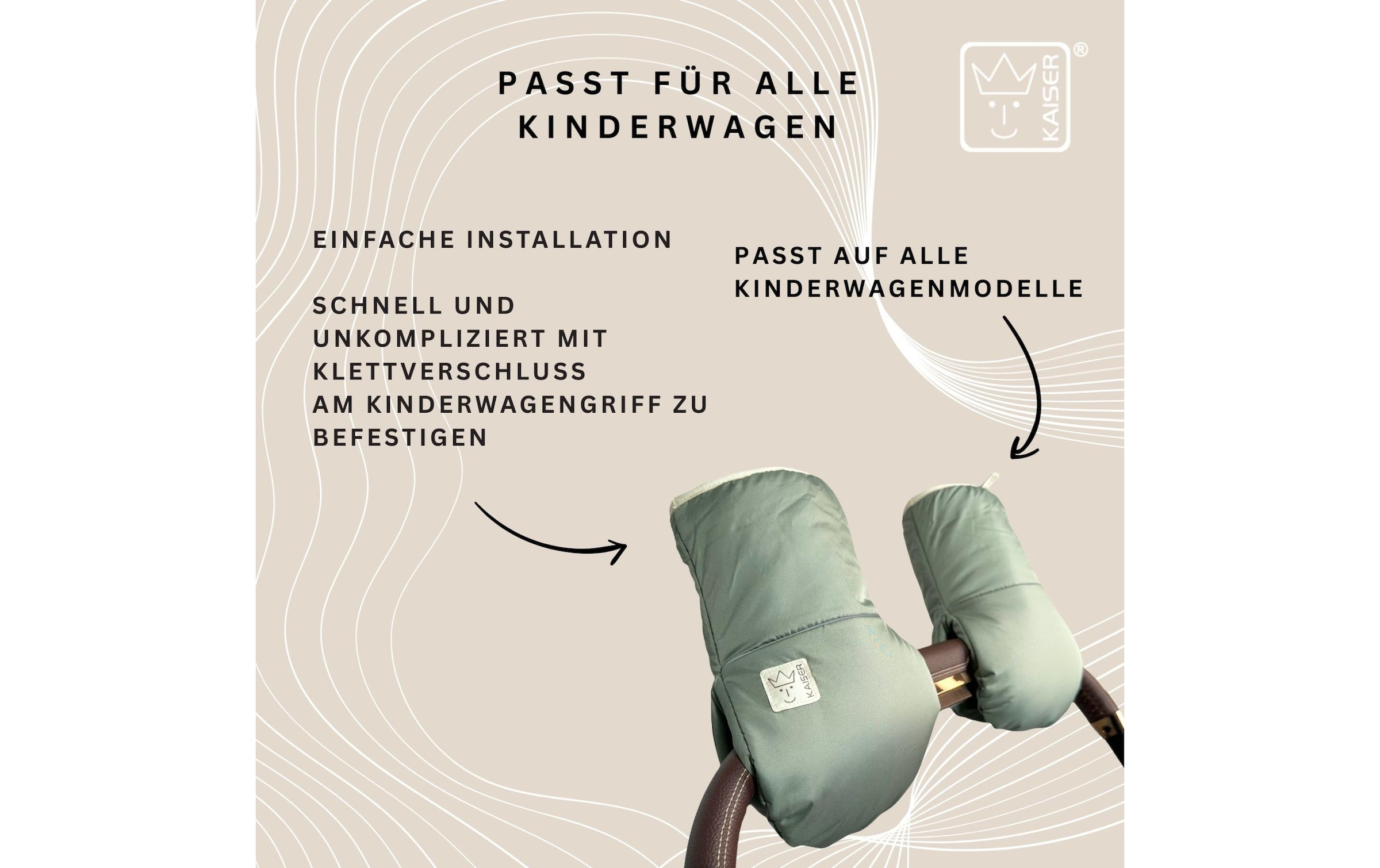 Kaiser Chauffe-mains pour poussette »Handschuh Reflect Kiwa«