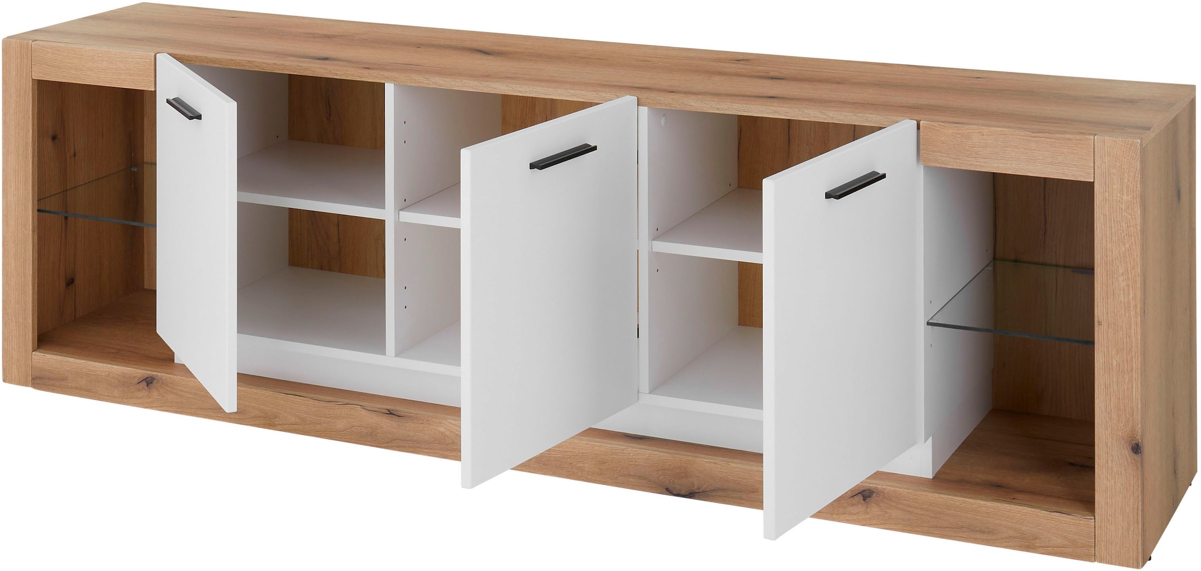 INOSIGN Lowboard »Brixen, moderner TV-Schrank, Kommode in Eiche Evoke Dekor mit Weiss«, Metallgriffe, ausreichend Stauraum, vielseitig einsetzbar