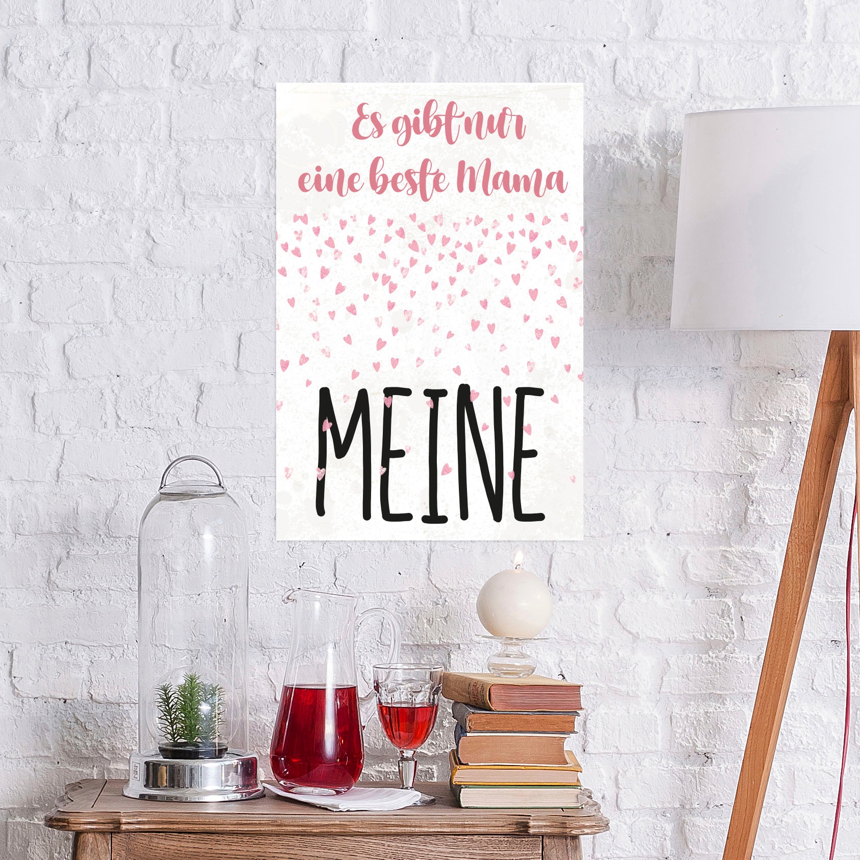 Image of queence Metallbild "Meine Mama" Herzen Schriftzug Schriftzüge 1 Stk. tlg. Stahlschilder