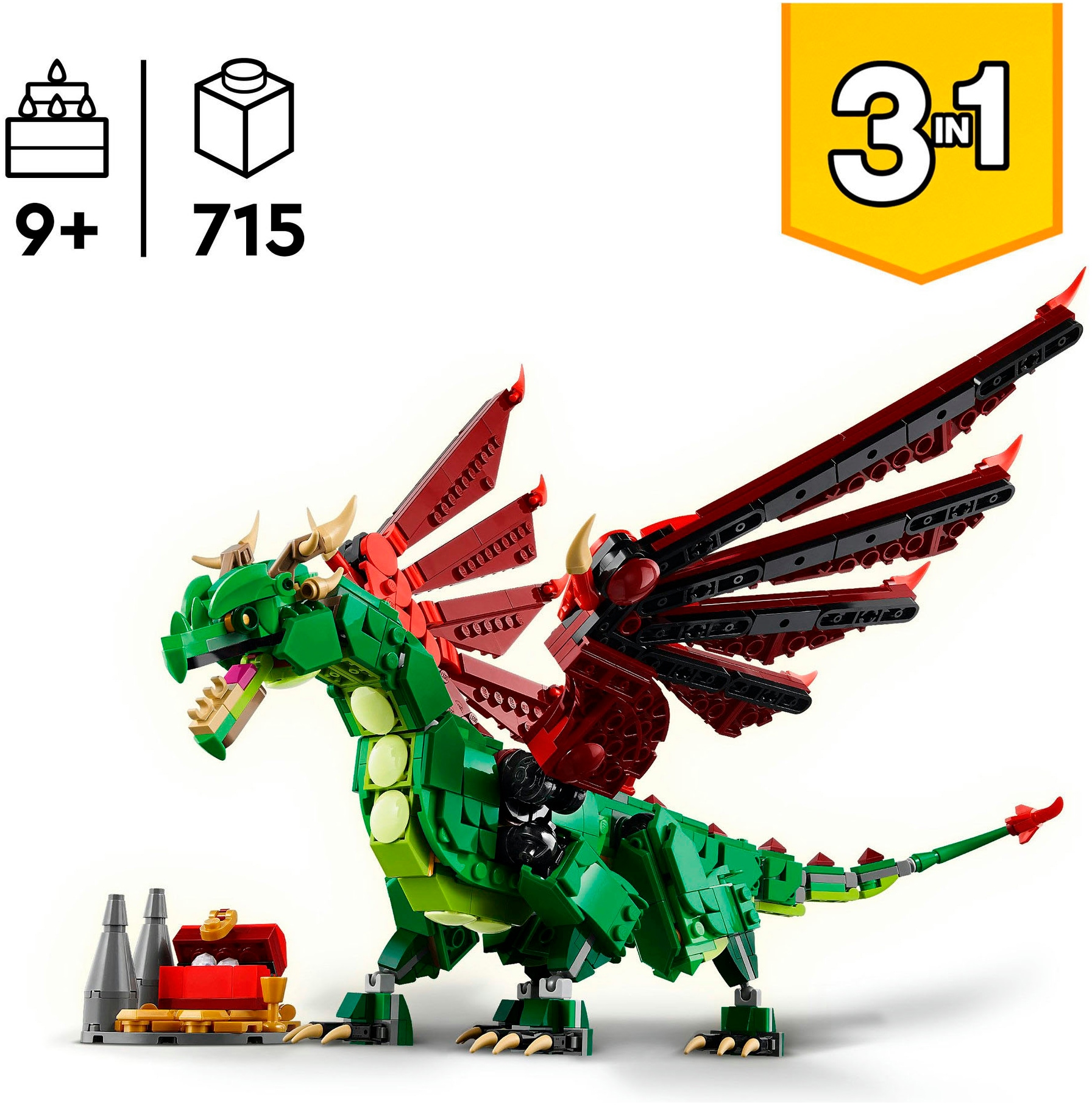 LEGO® Konstruktionsspielsteine »Grüner Drache (31161), LEGO Creator« Made in Europe