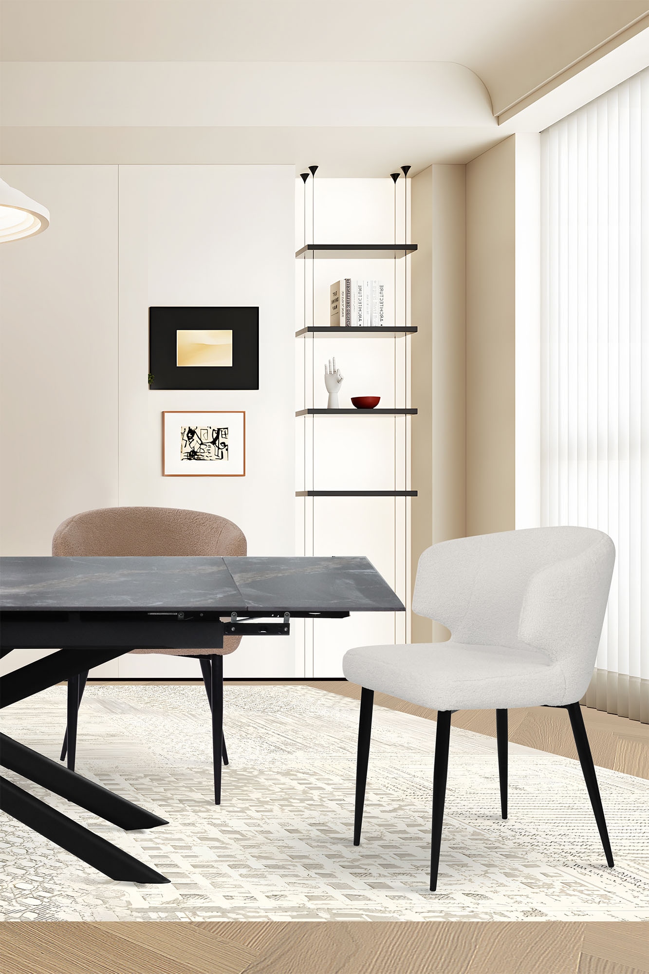 SIT Chaise avec accoudoirs »Detroit 2er-Set mit Teddyfell & schwarzen Metallbeinen« (Ensemble) 2 cuisRevêtement en fourrure Teddy certifié Öko-Tex et accoudoirs confortables