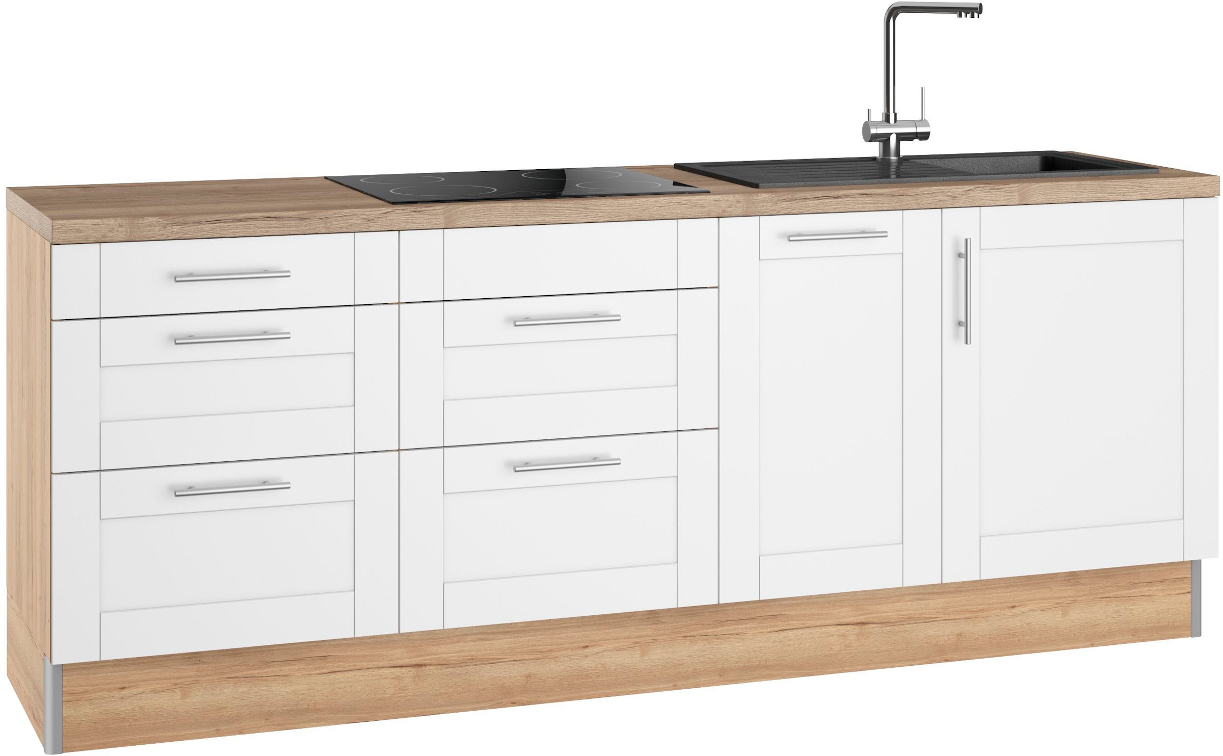 KOCHSTATION Küche »KS-Ahus«, Breite 225 cm, wahlw. Mit E-Geräten, Soft Close Funktion, MDF Fronten