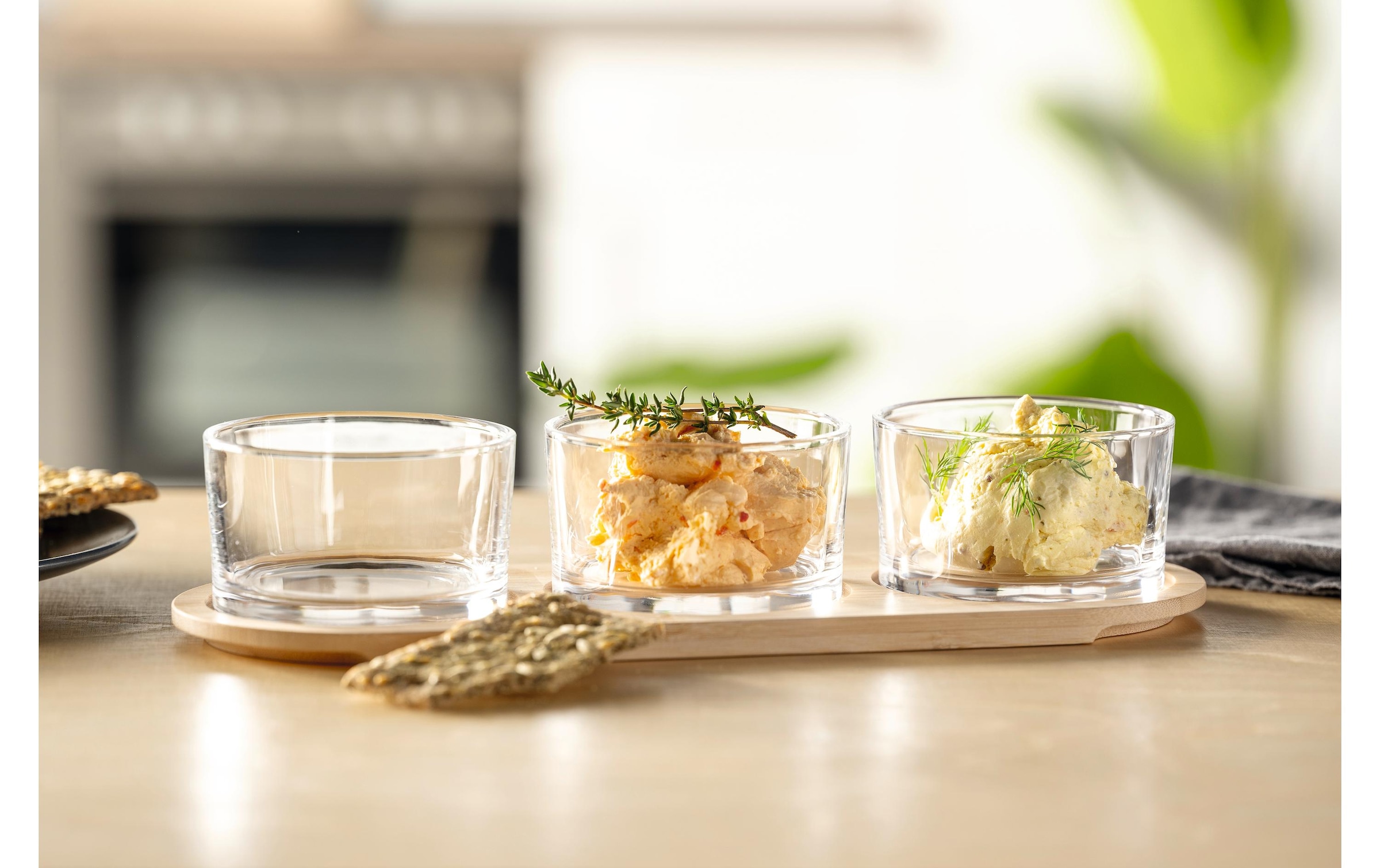 montana-Glas Snackschale »4 Stück, Transparent«, 4 tlg., aus Glas, Holzart: Bambus (China)