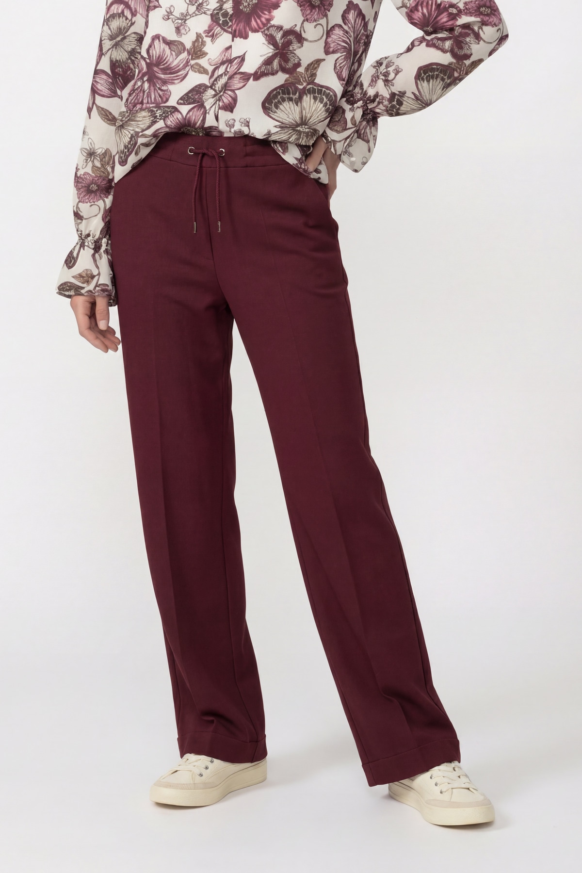 Monari Pantalon à enfiler »Hose Basic Rippe 78cm«  coupe régulière avec ceinture élastique