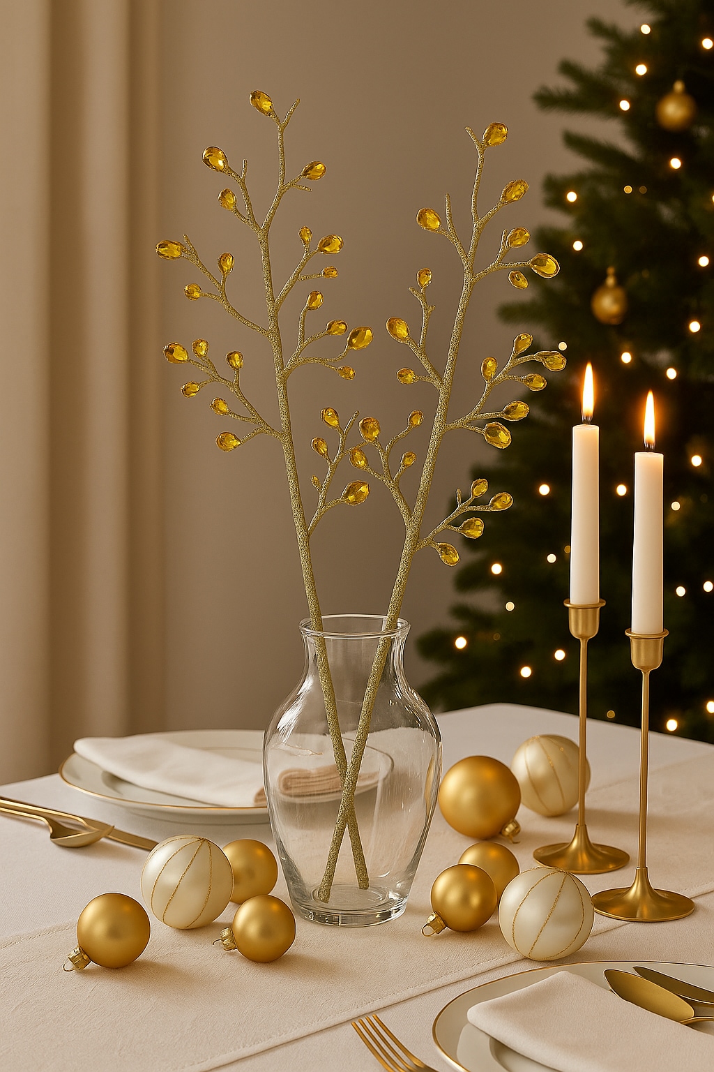 I.GE.A. Kunstzweig »Dekozweig« 2er Set 70cm Acryl Steine Blätter Adventskranz Floristik Deko Zweig