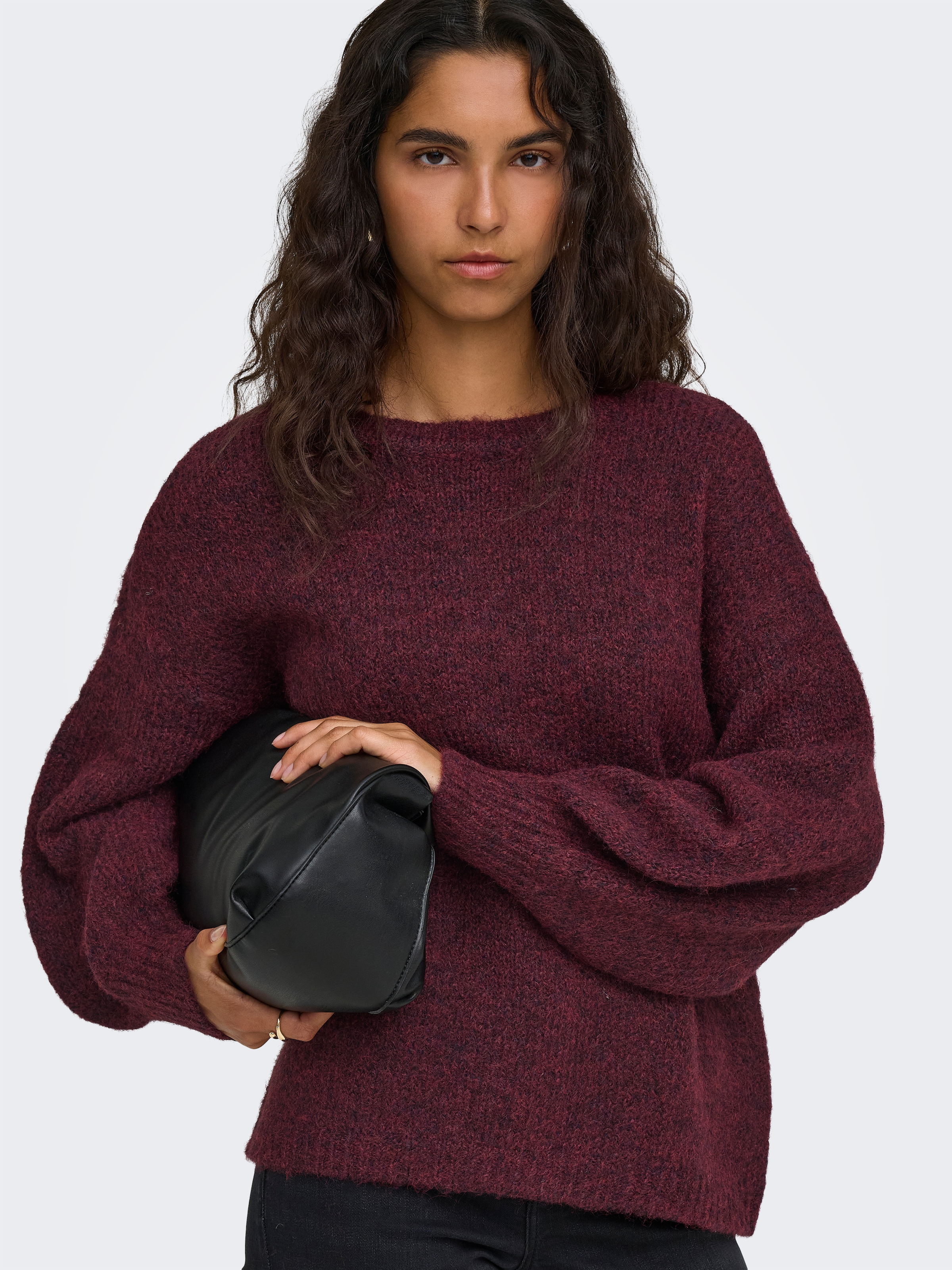 Image of ONLY Strickpullover "ONLNELLIE LS O-NECK KNT NOOS" Materialmix, regular fit