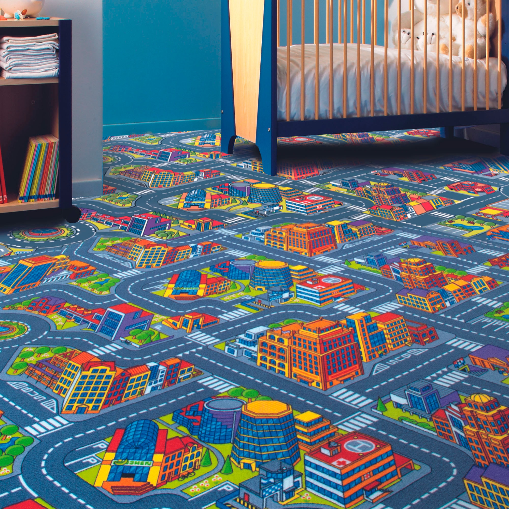 Image of Andiamo Teppichboden "City, Schlinge, Gesamthöhe 6,5 mm, Luxusklasse LC1" rechteckig Spielteppich, Strassenteppich, Breite 200 cm oder 400 cm, Kinderzimmer