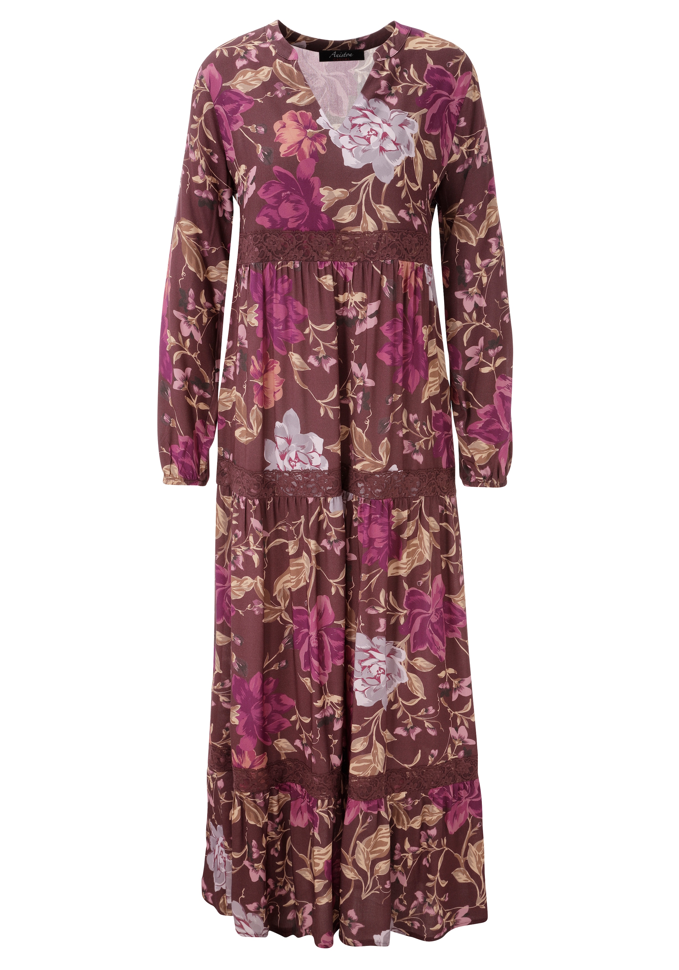 Aniston CASUAL Maxikleid mit Spitzenborten verziert - NEUE KOLLEKTION
