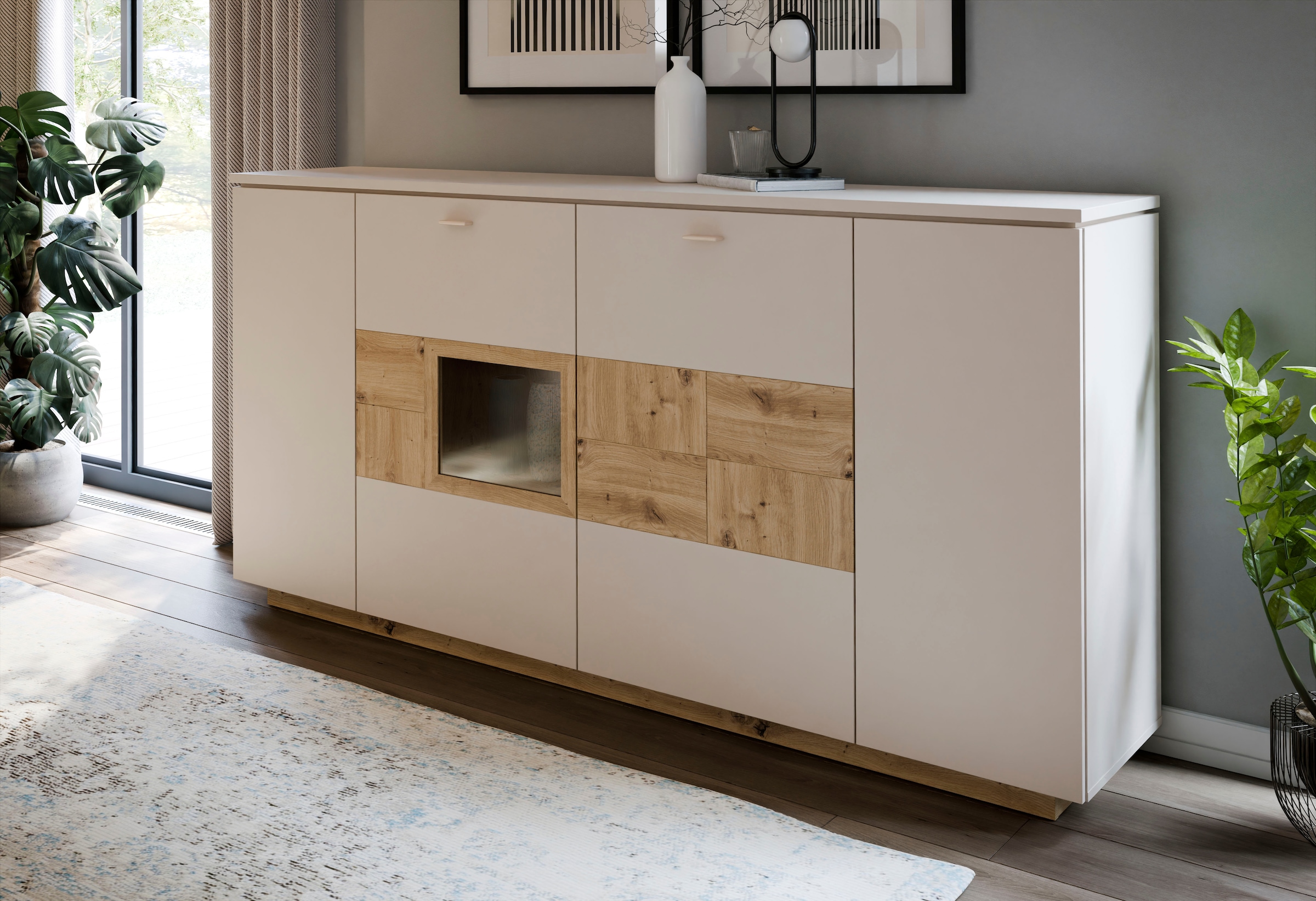 FORTE Buffet haut »Louoto« buffet, poignées en métal, rangement, fermeture douce, hauteur 101,2 cm