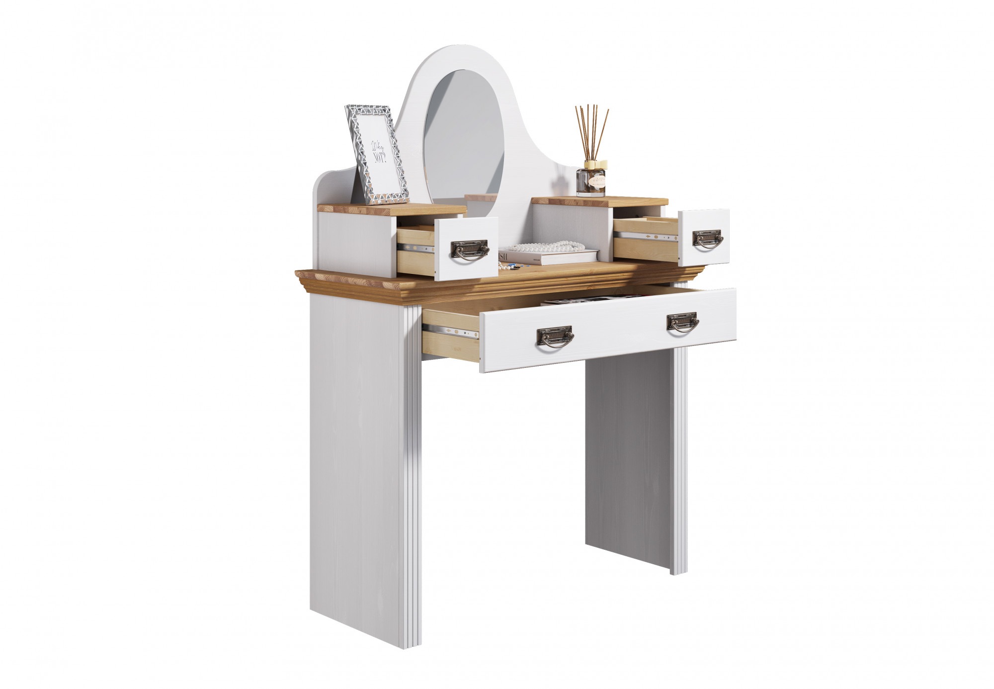 Image of GOODproduct Schminktisch "Konrad" aus massiver Kiefer, mit Spiegel und viel Stauraum