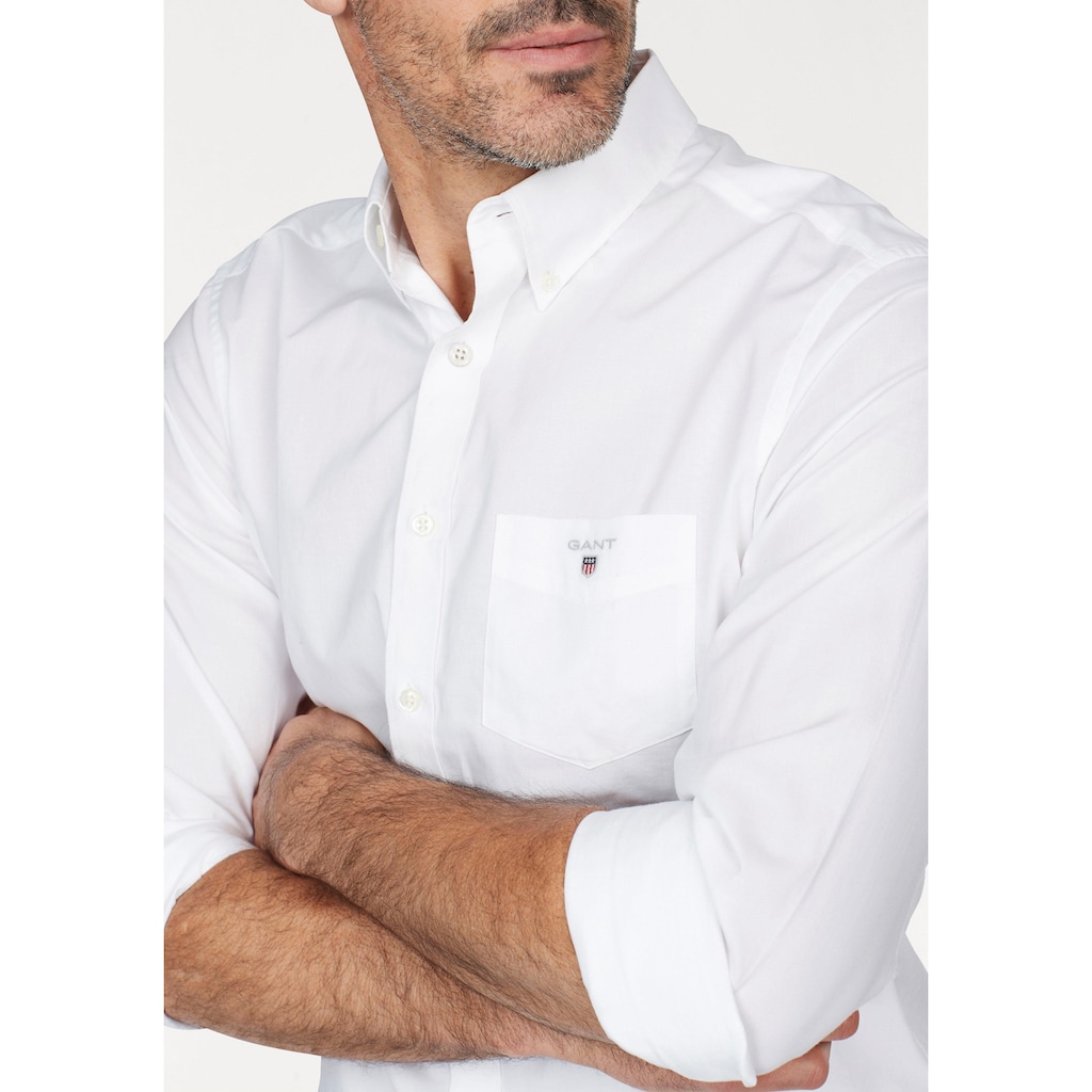 Gant Businesshemd »Regular Fit Broadcloth Uni glatte Textur«, mit Brusttasche