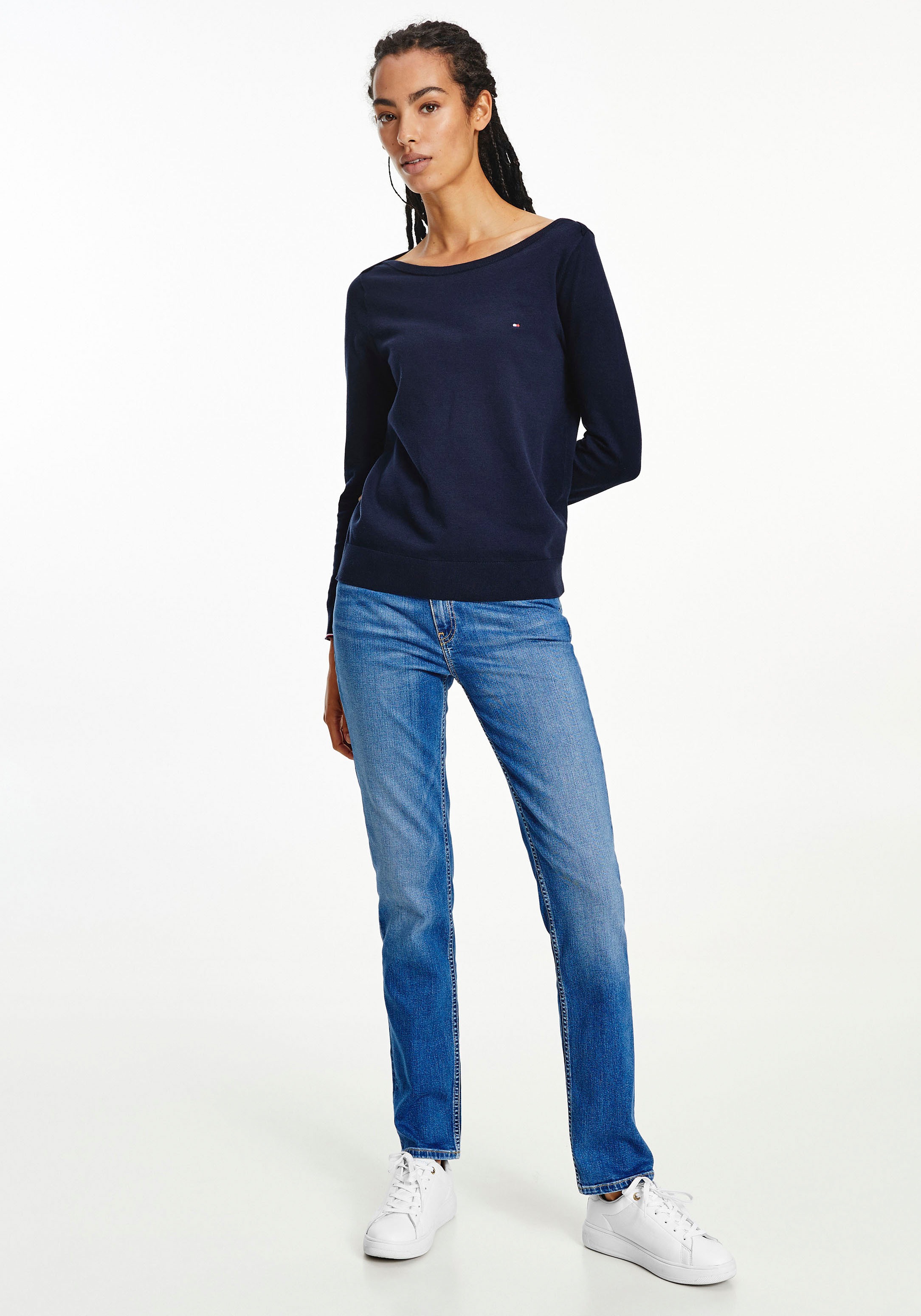 Image of Tommy Hilfiger Strickpullover »NEW BOAT-NK SWTR LS«, mit den typischen Tommy Streifen am Ärmelbündchen & Logo-Flag bei Ackermann Versand Schweiz