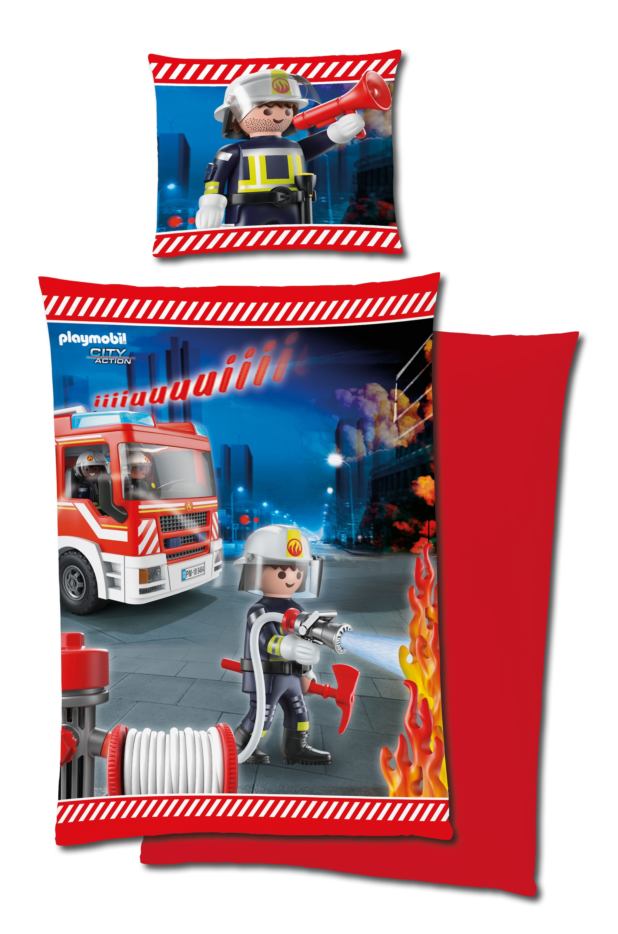 Wendebettwäsche »Renforcé-Bettwäsche »Playmobil Feuerwehr««, (2 tlg.)