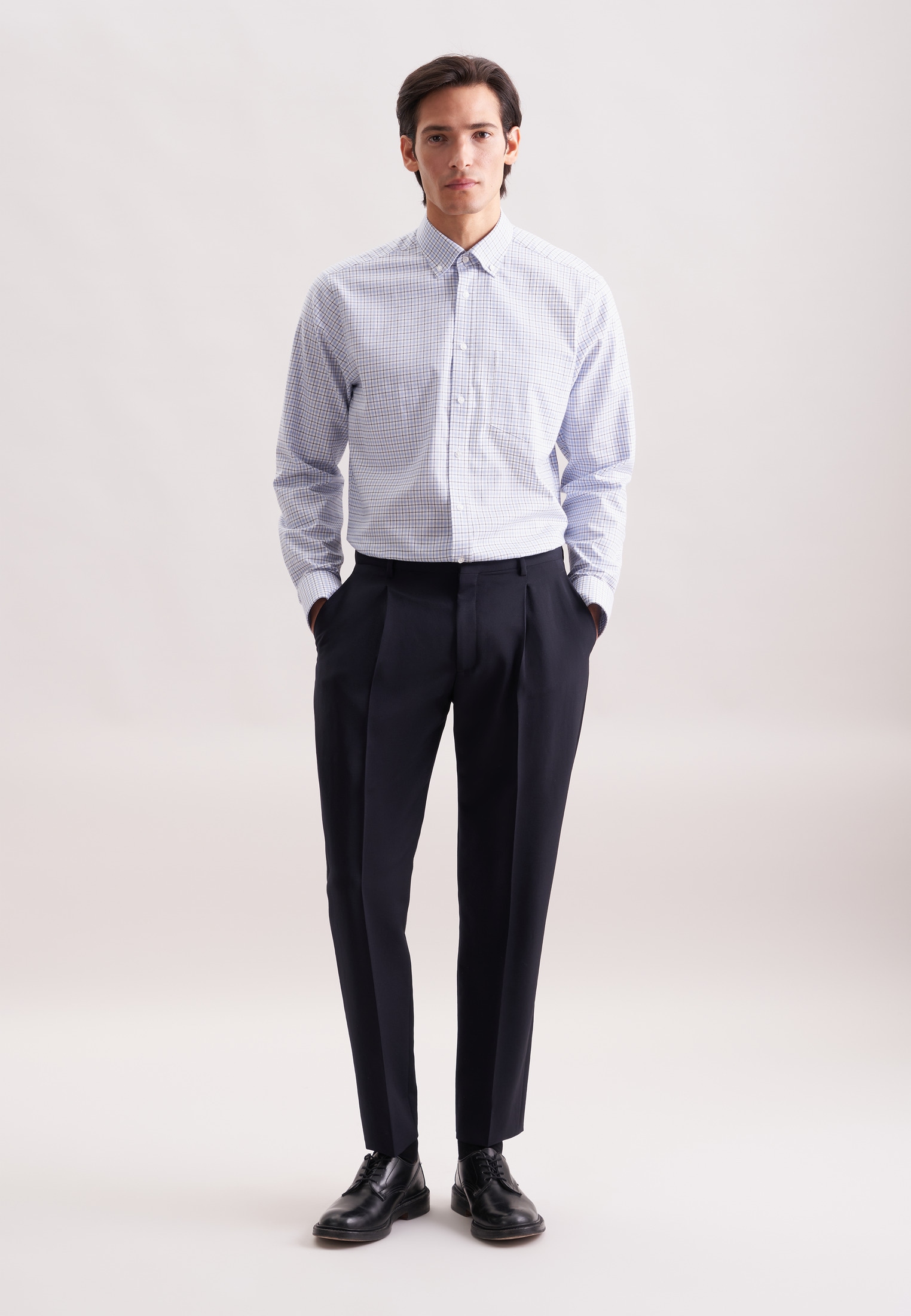 seidensticker Chemise en flanelle »Schwarze Rose« Regular 1/1 Button-Down-Kragen Karo