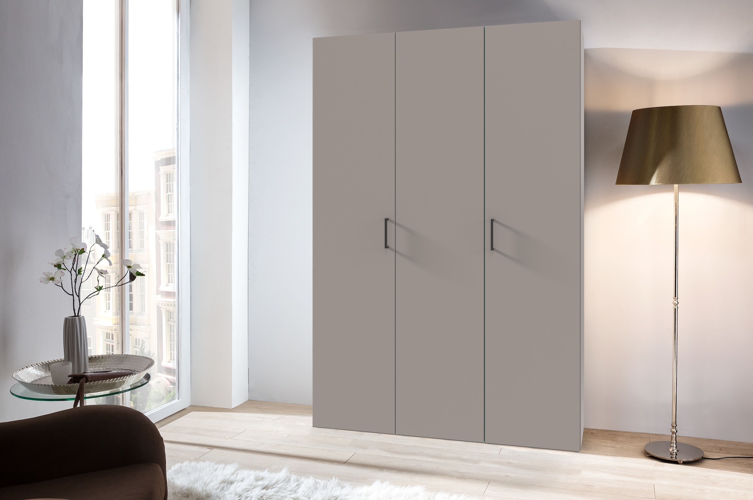 Wimex Kleiderschrank »Mugano,in 8 Breiten,3 Höhen,2 Tiefen, viele Farben, Made in Germany«, (in Basic oder Premium Ausstattung mit 2 weiteren Einlegeböden), mit langen oder kurzen Griffen aus Metall, mit oder ohne Spiegel