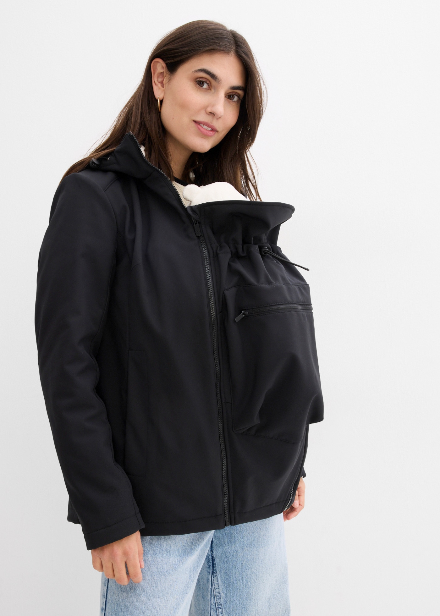 Image of bonprix Umstandsjacke mit zwei Einsätzen für Schwangerschaft und Babytragen, Loose Fit
