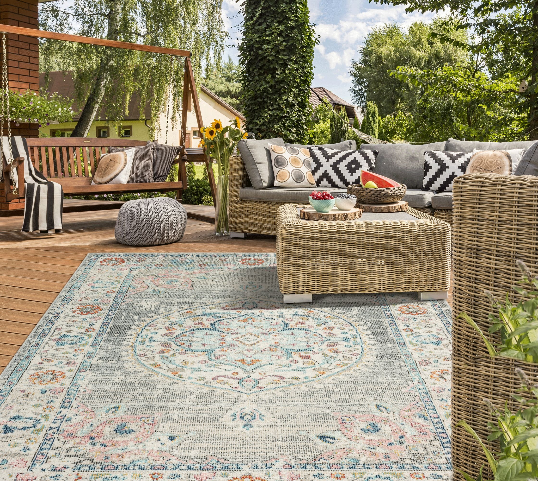 Image of the carpet Teppich "Palma Orient" rechteckig 4 mm Höhe Outdoor moderner robuster In und Outdoor Teppich