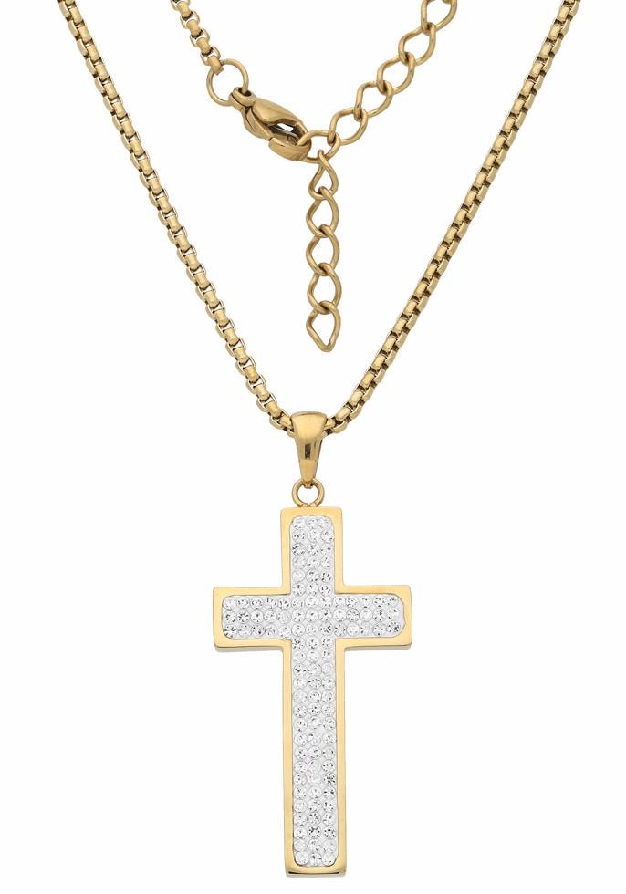 Firetti Mindestbestellwert versandkostenfrei Kristallsteinen Modische Kreuzkette - Kreuz mit ohne zahlreichen Geschenk, »Schmuck glitzernd«, shoppen