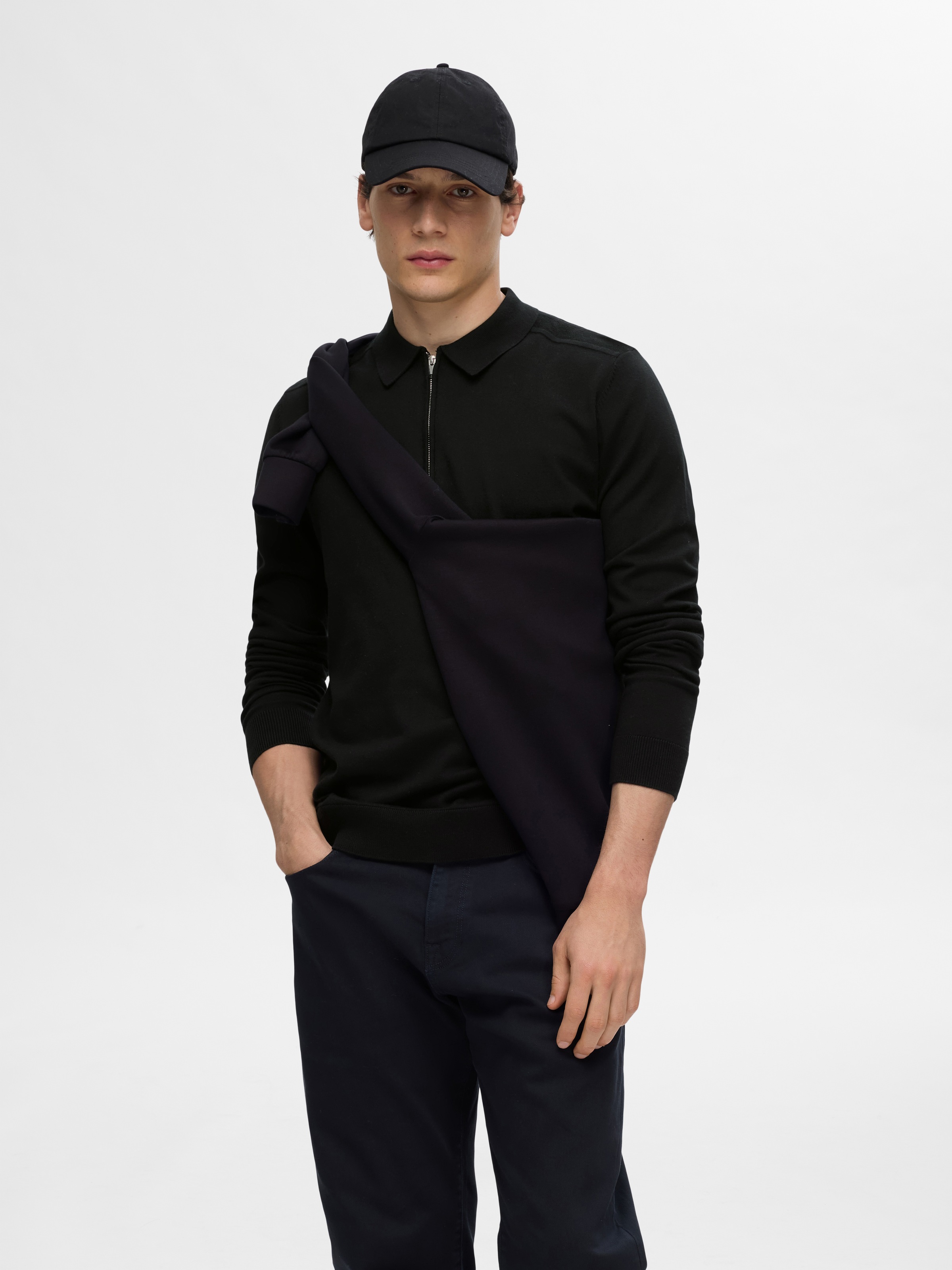 SELECTED HOMME Polokragenpullover »SLHBERG LS HALF ZIP POLO NOOS«