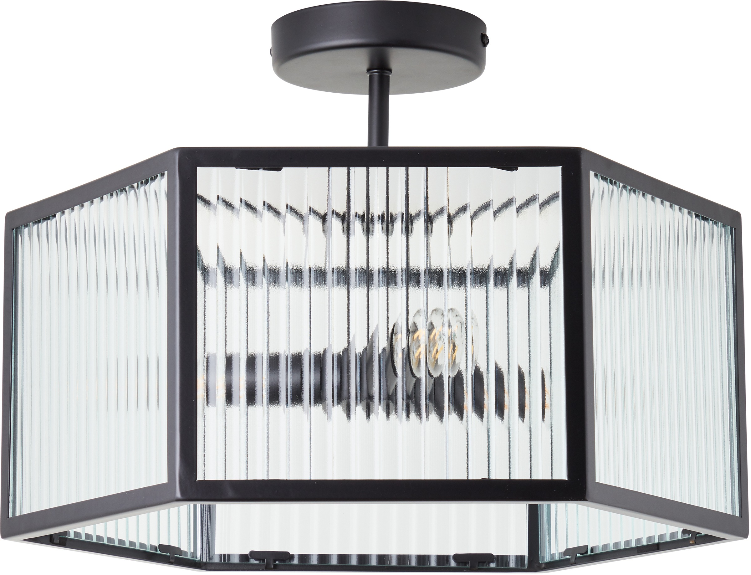 Image of Timbers Deckenleuchte »Chesapeake«, E14, 1 St., Deckenlampe 1 x E14, 28W, Ø max. 41 cm, schwarz matt, mit Riffelglas bei Ackermann Versand Schweiz