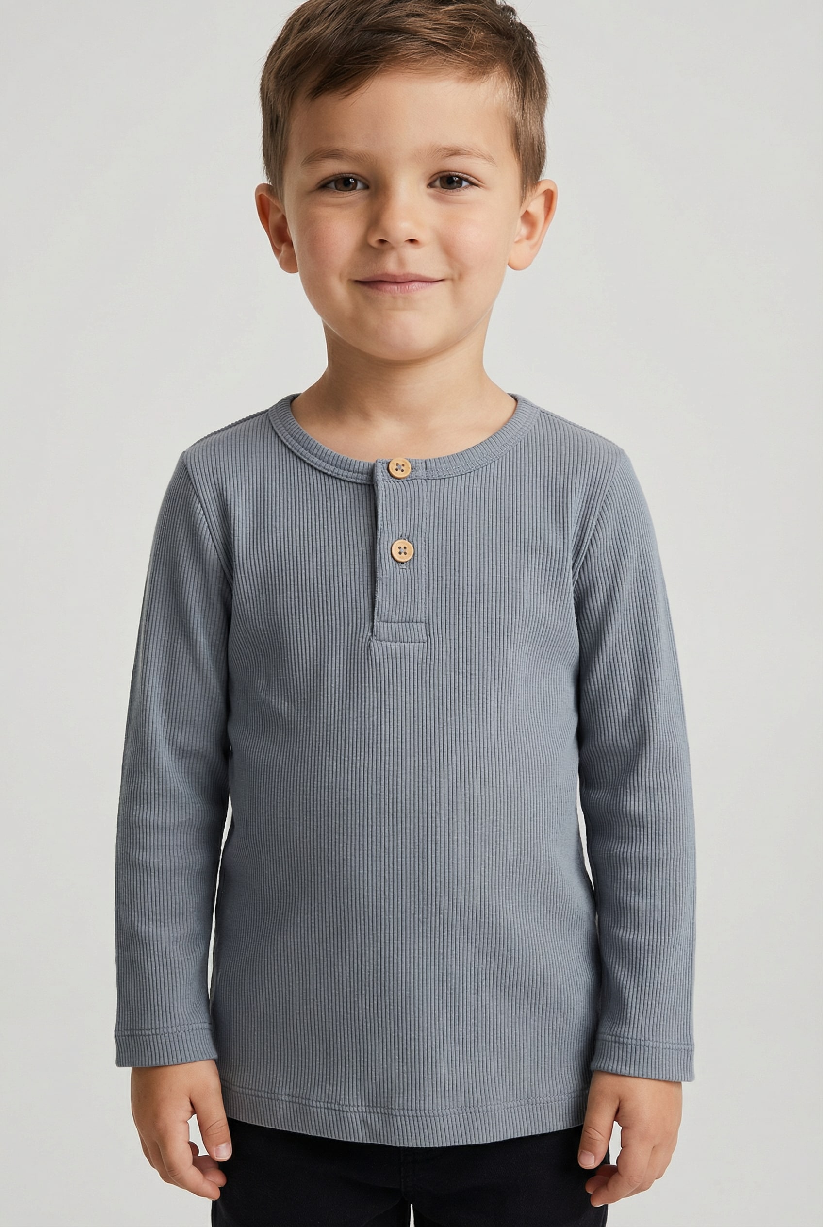 Image of Name It Langarmshirt "NMMKAB LS TOP NOOS" Im Henley-Stil - mit kurzer Knopfleise, normal geschnitten