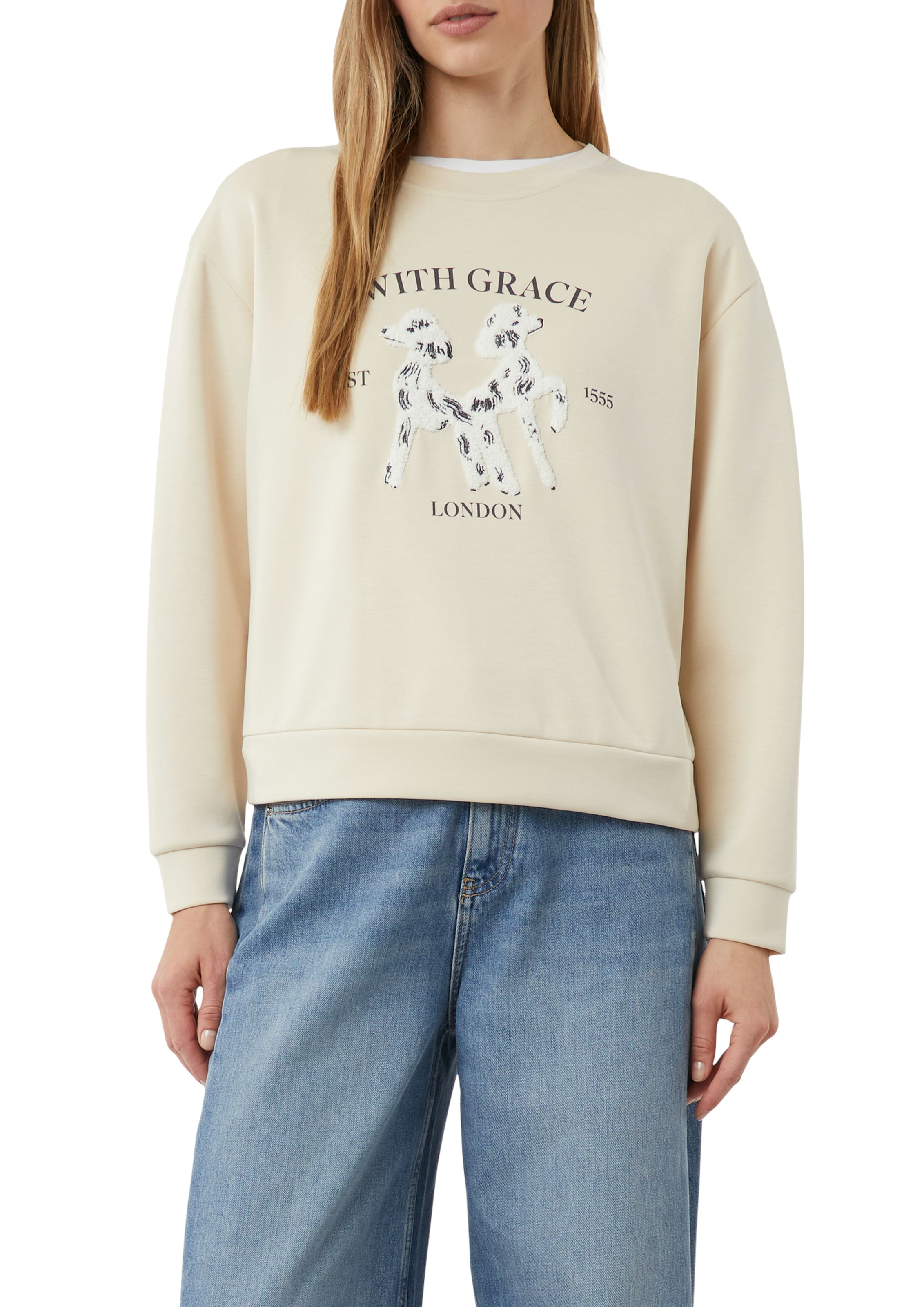 Image of Comma Sweatshirt, mit Print und Aufnähern