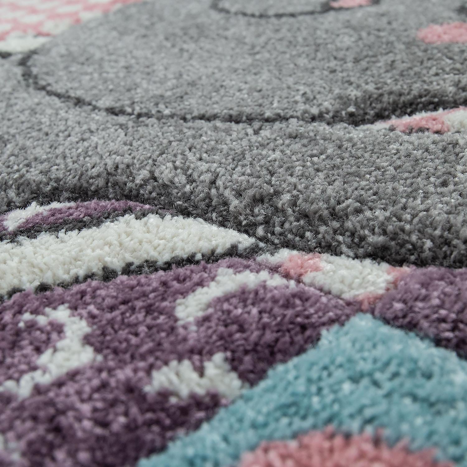 Paco Home Kinderteppich »Ela 399«, rechteckig, 17 mm Höhe, 3D-Design, Patchwork Muster, Motiv Bär, Sterne & Punkte, Kinderzimmer