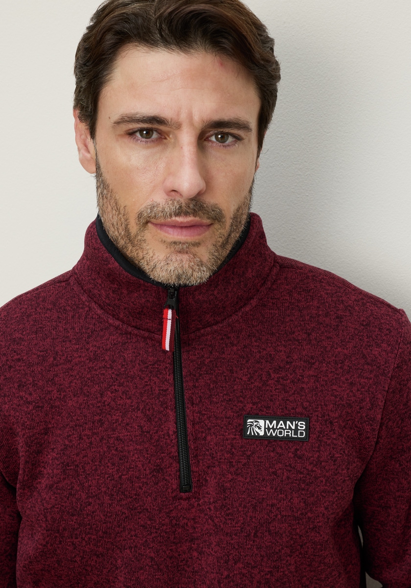 Man's World Pull en polaire , avec encolure haute et fermée, aspect chiné, style sportif

