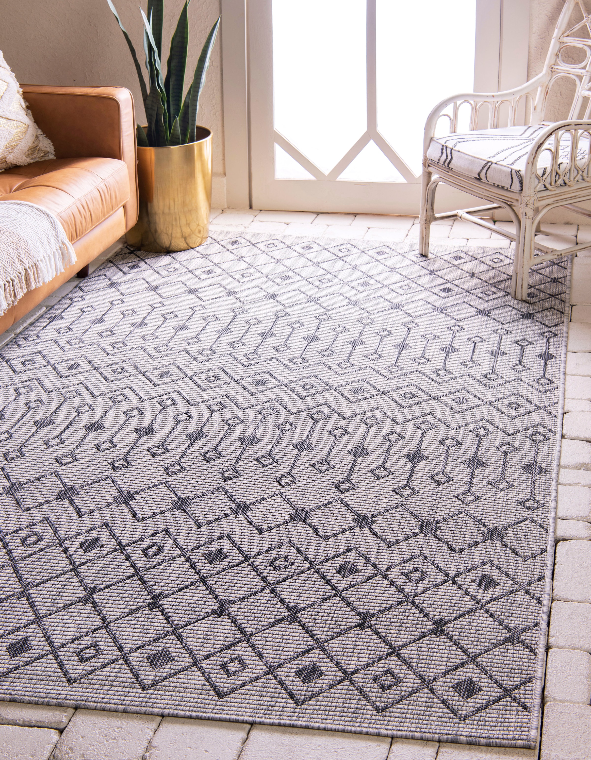 Image of Myflair Möbel & Accessoires Teppich "Outdoor Crosses, LAGERRÄUMUNG" rechteckig 4 mm Höhe Flachgewebe, Rauten Muster, In- und Outdoor geeignet